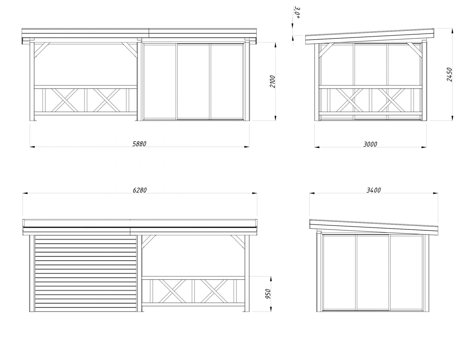 Palmako modernes Gartenhaus Lenna 16,6 m2 Set 404 Slide