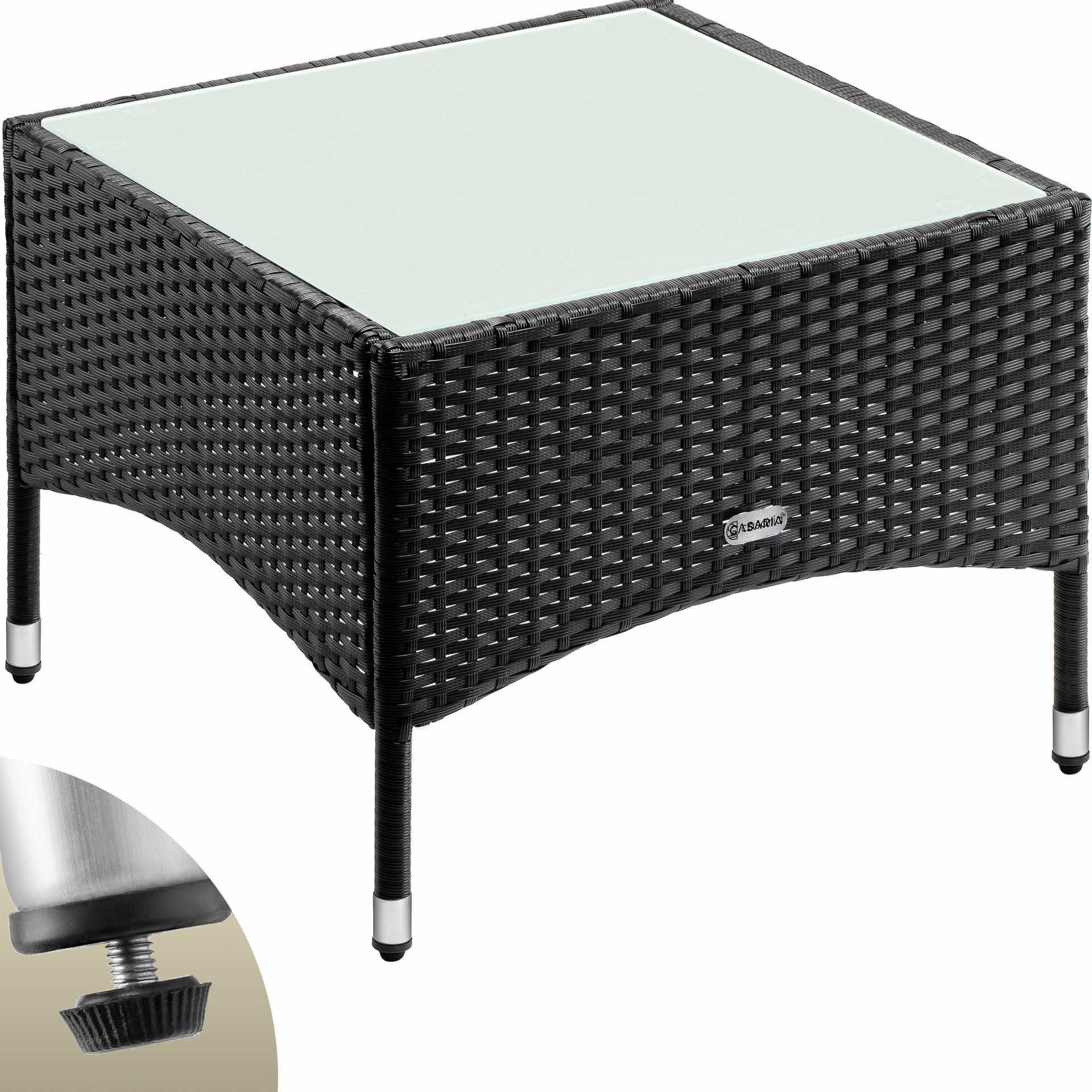 Polyrattan Beistelltisch Schwarz 58x58x42cm
