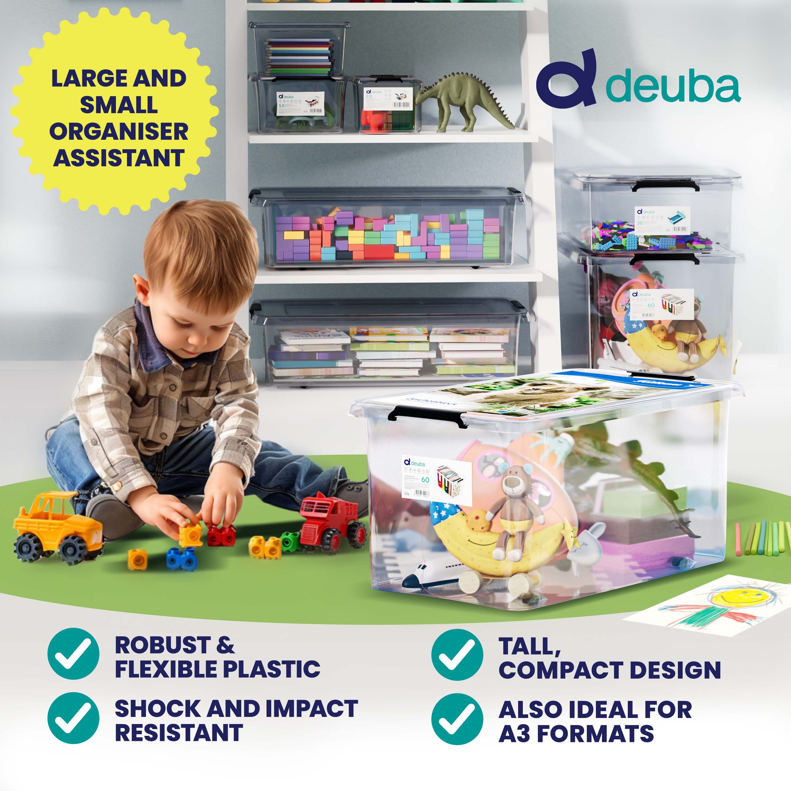 Aufbewahrungsbox Transparent 60x40x35cm 60L stapelbar
