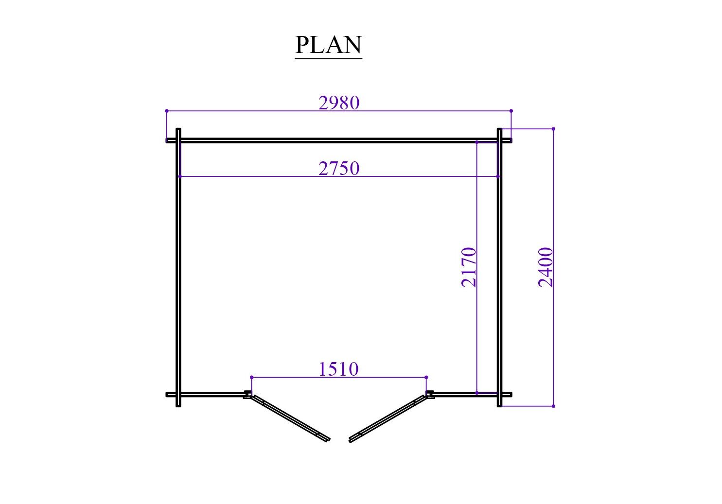 Gartenhaus Funny 11 298×240 cm 28 mm Blockbohlen mit Doppeltür