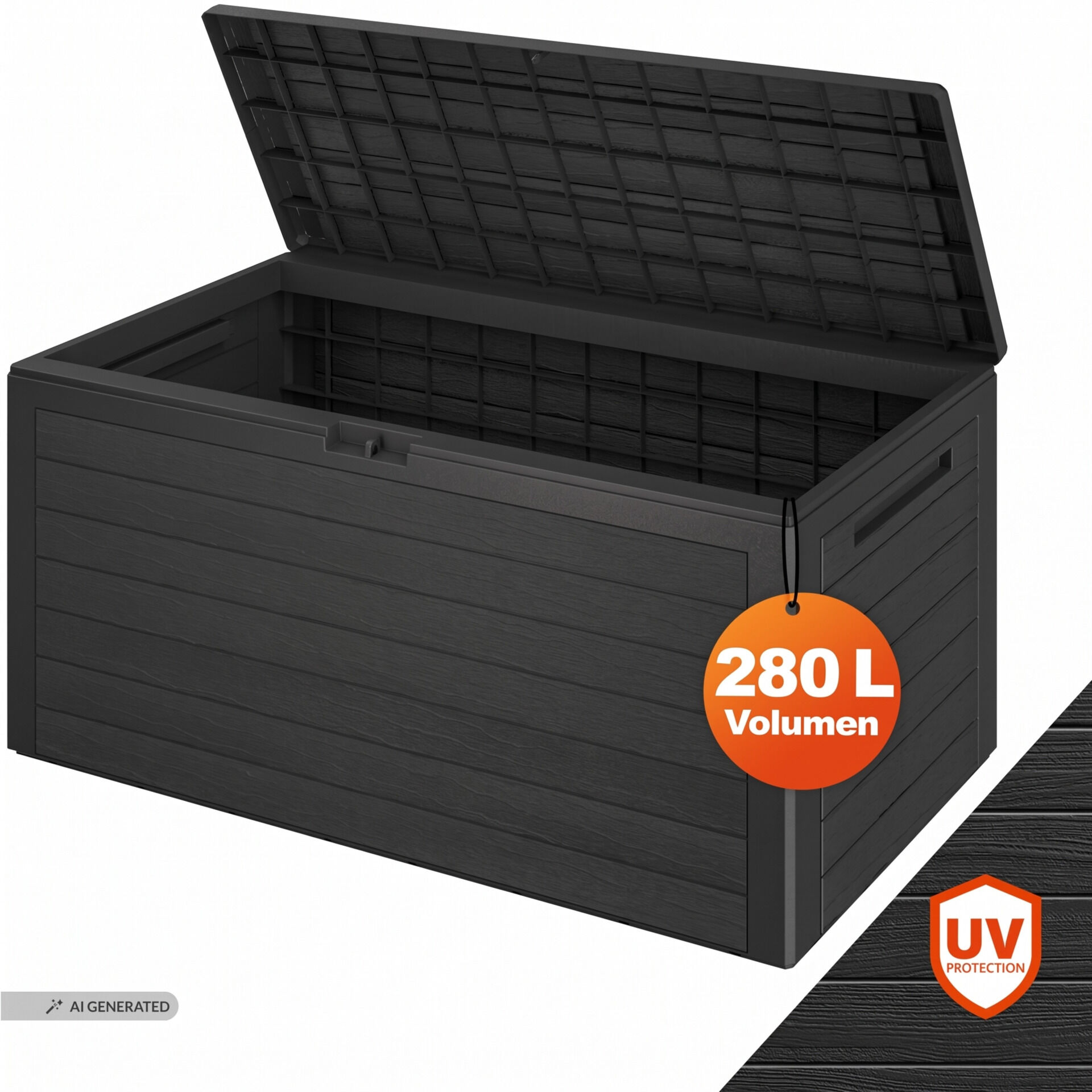Gartenbox Woody 280L Anthrazit Holzoptik wasserdicht
