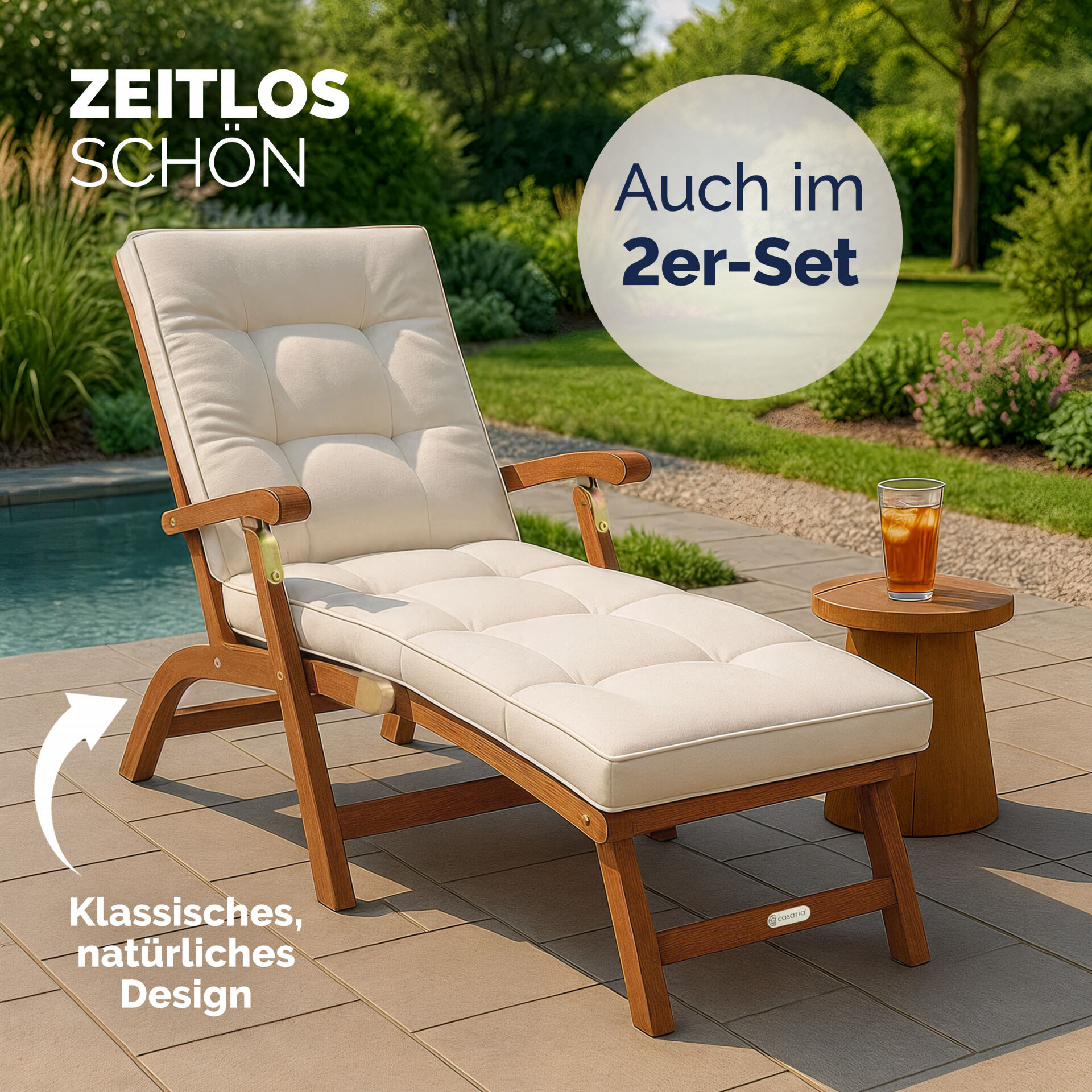 Gartenliege Queen Mary® Akazienholz FSC®-zertifiziert 169x54x95cm