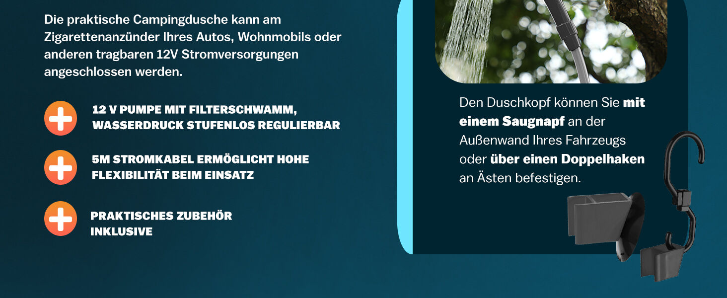 Campingdusche Anthrazit mit Tauchpumpe