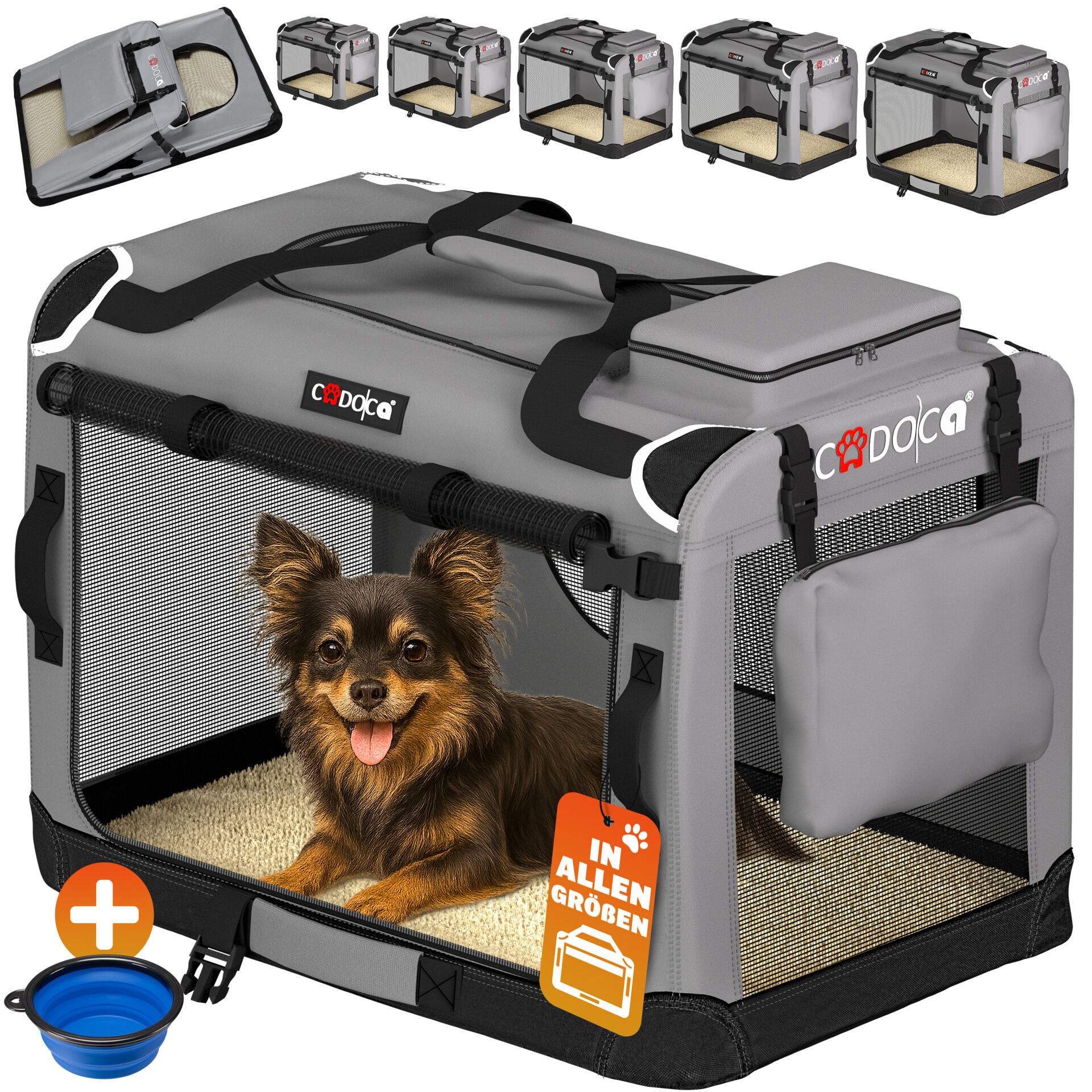 663850 Hundebox faltbar S 50x34x36cm Grau