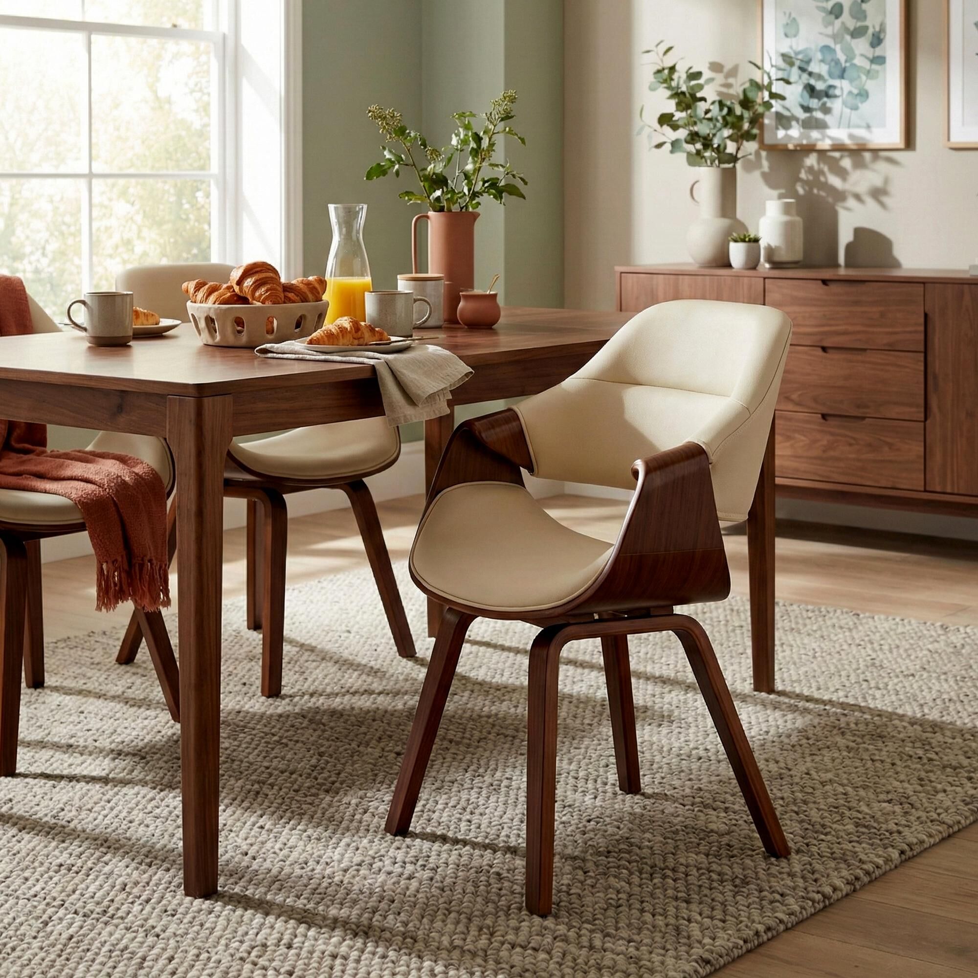 Esszimmerstuhl Maira Kunstleder, walnuss/creme