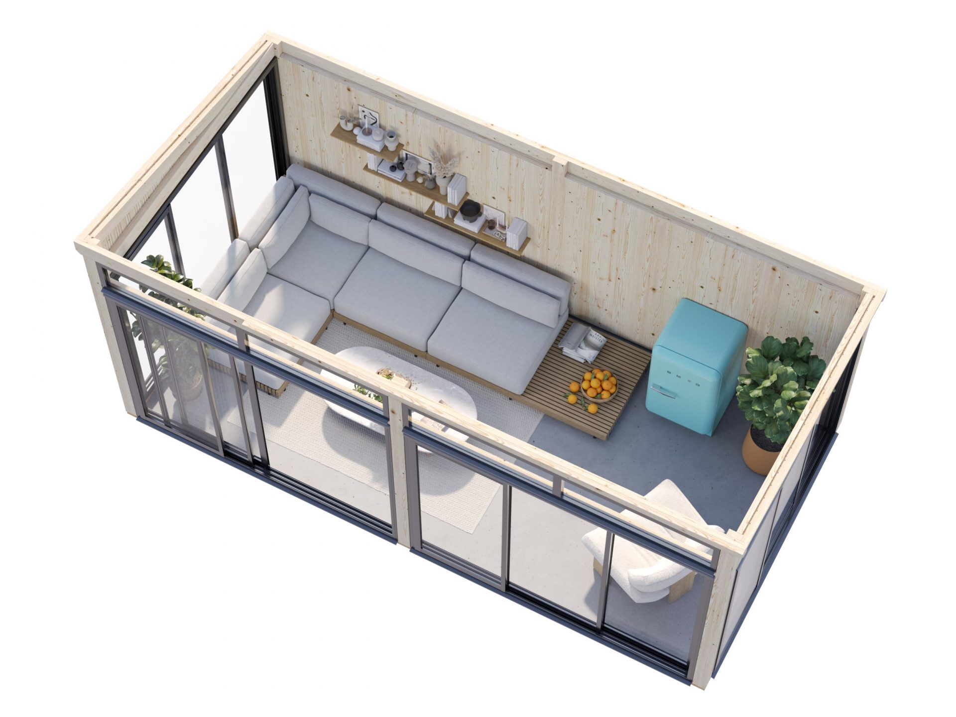 Palmako Modernes Gartenhaus Gartenzimmer Saga 16,2 m² Slide Plus