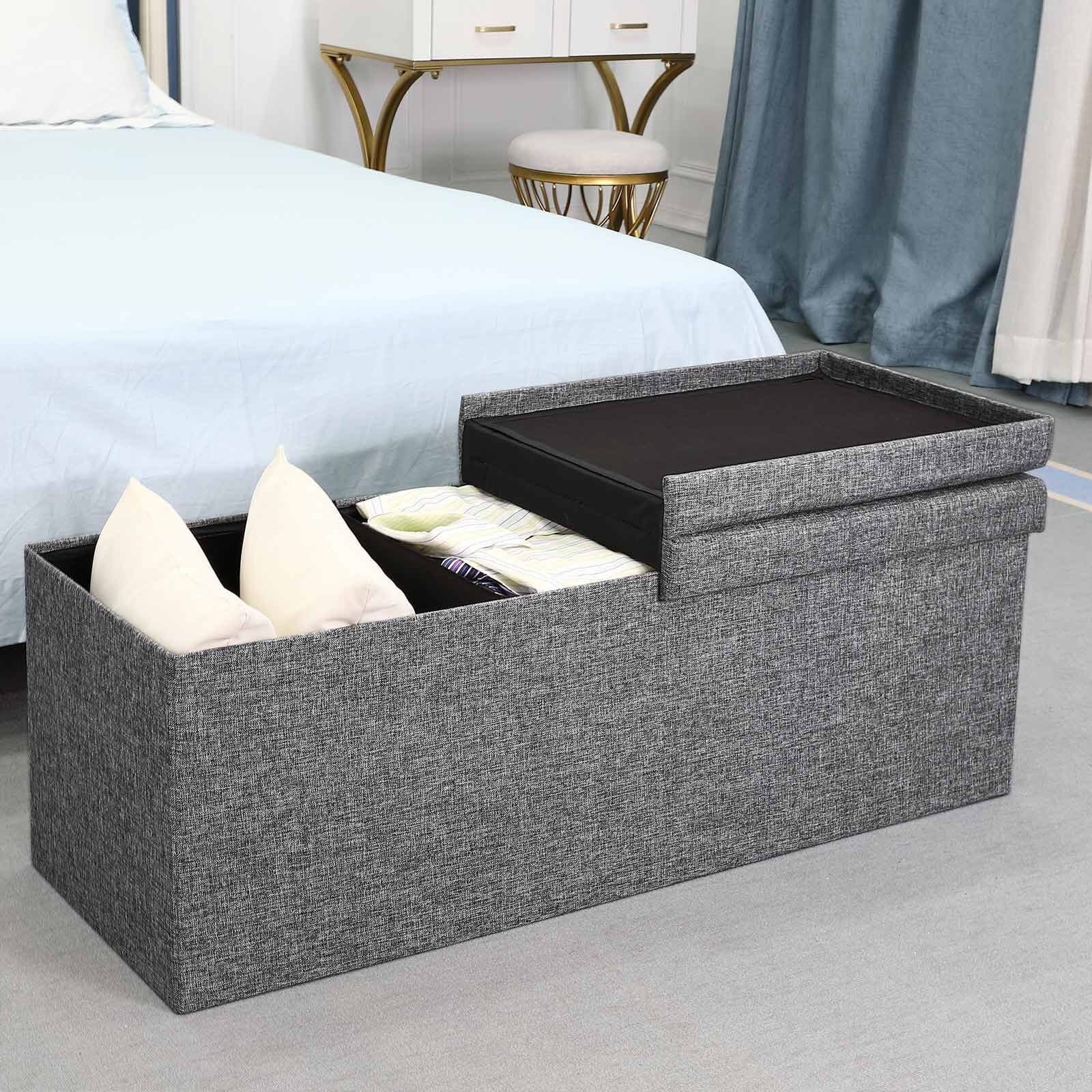 Sitzbank Dunkelgrau 115x38x38cm mit Klappdeckel