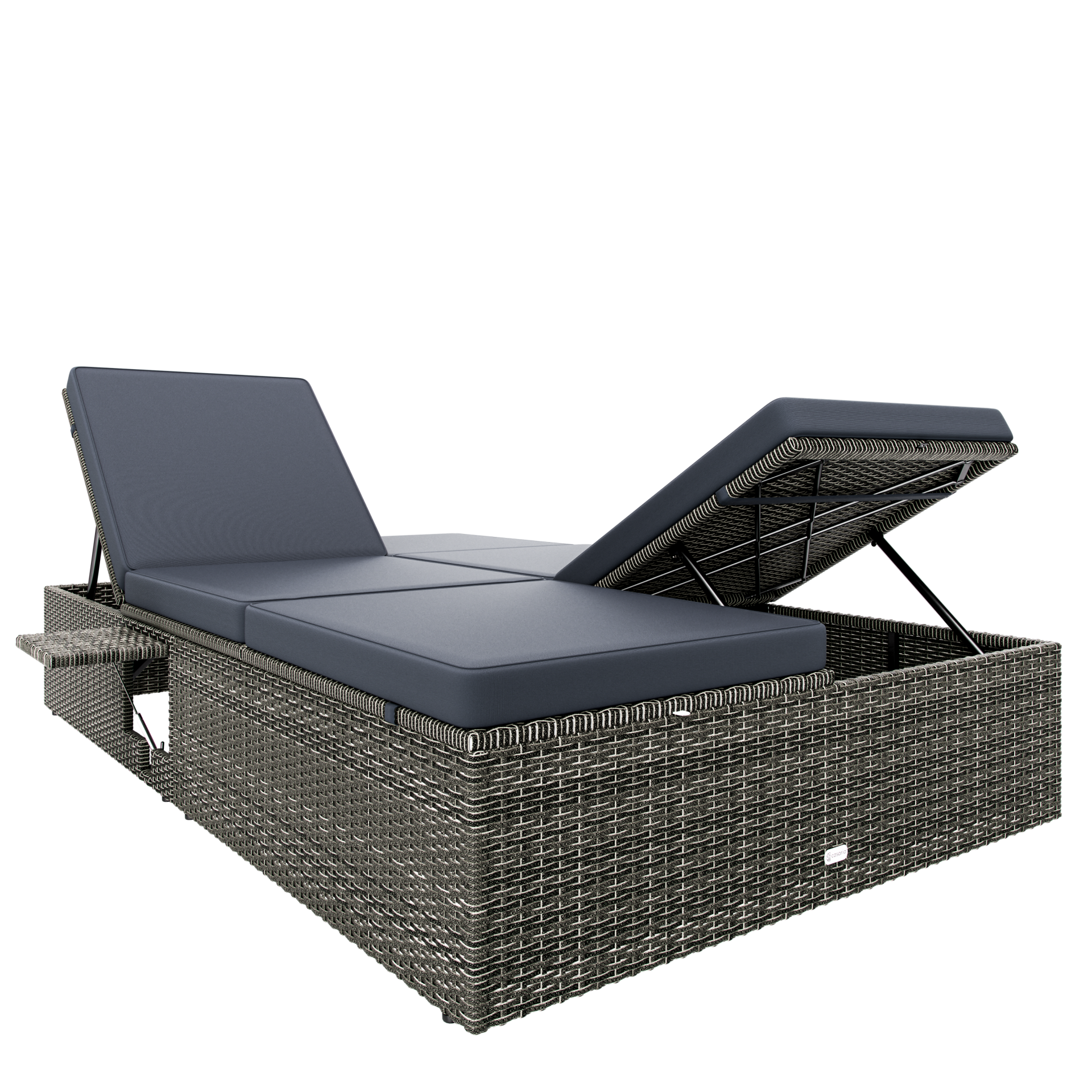 Polyrattan Gartenliege Grau/Anthrazit 200x115x33cm