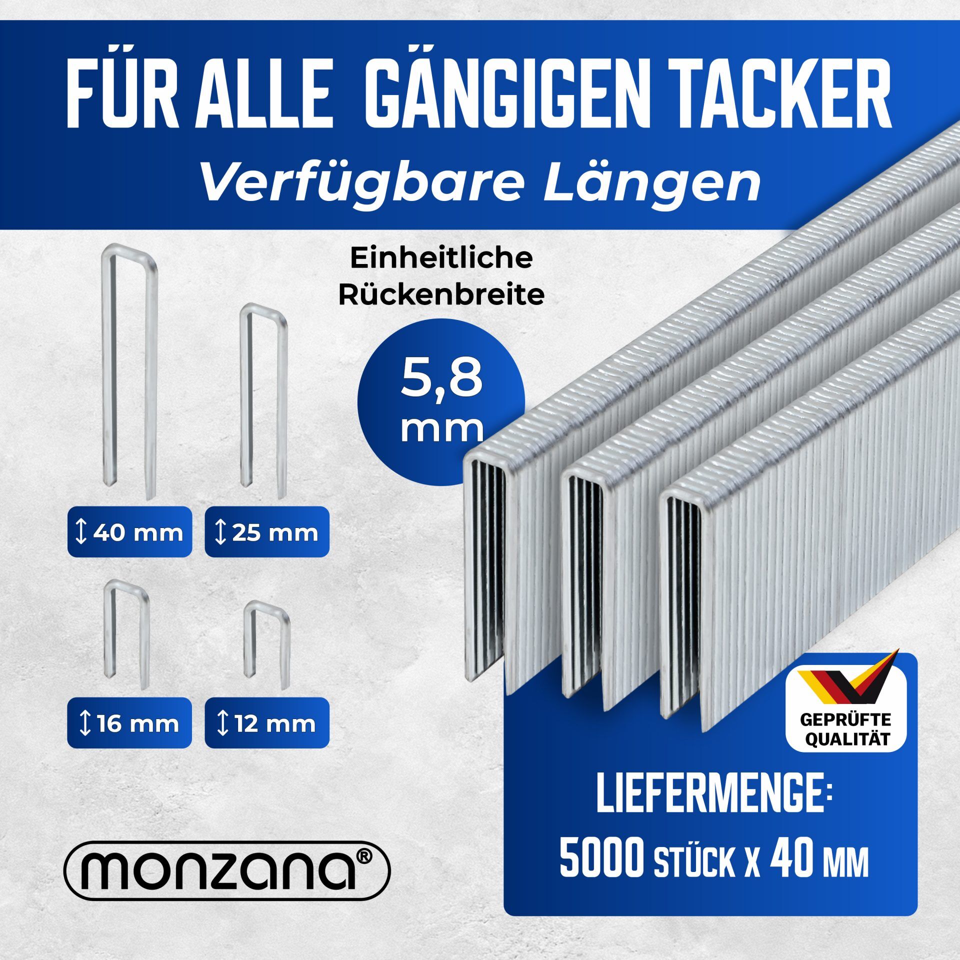 Tackerklammern 5000 Stück L= 40mm, B= 5,8mm