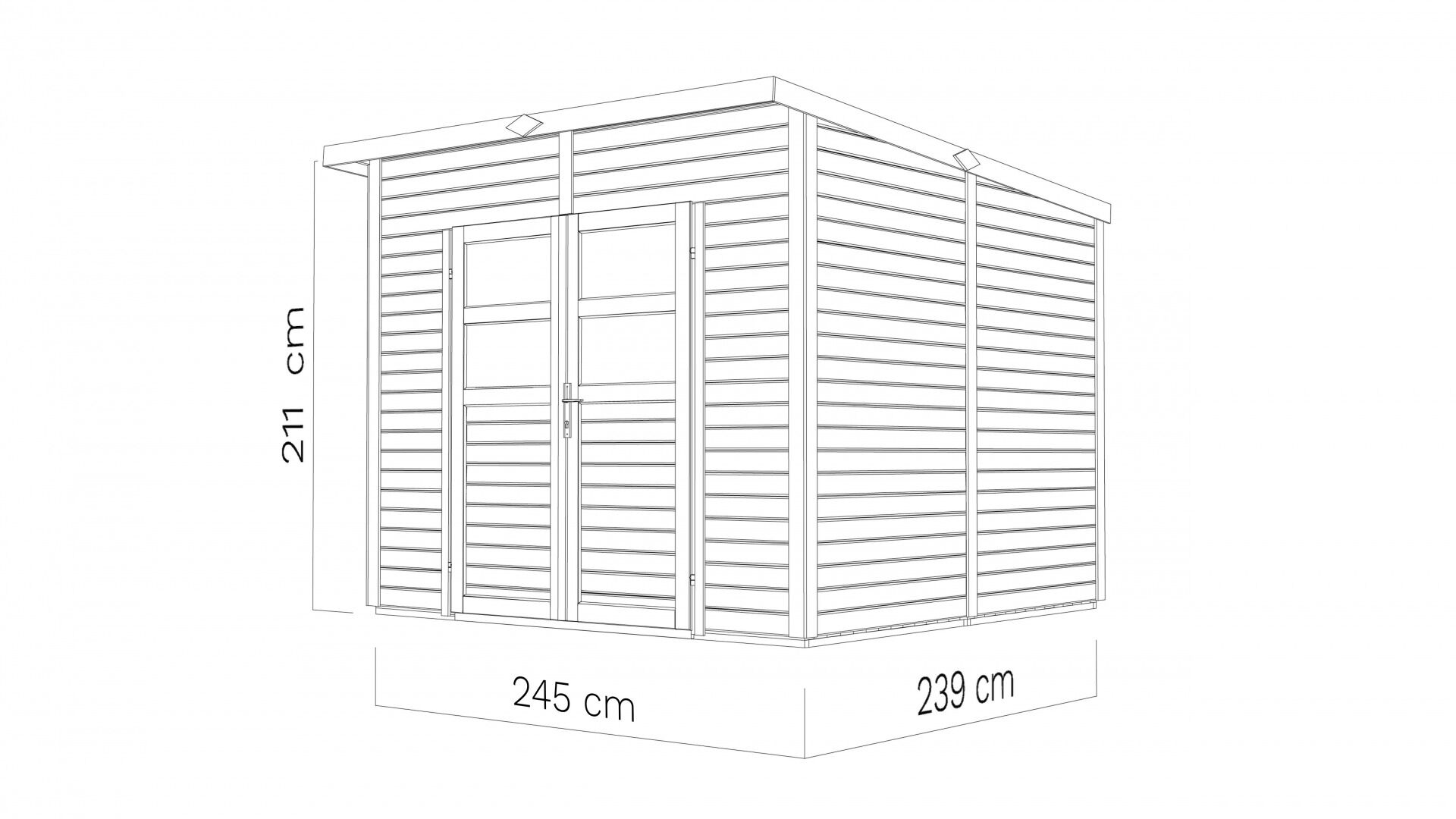 Gartenhaus Felix 3 naturbelassen 244 x 239 cm