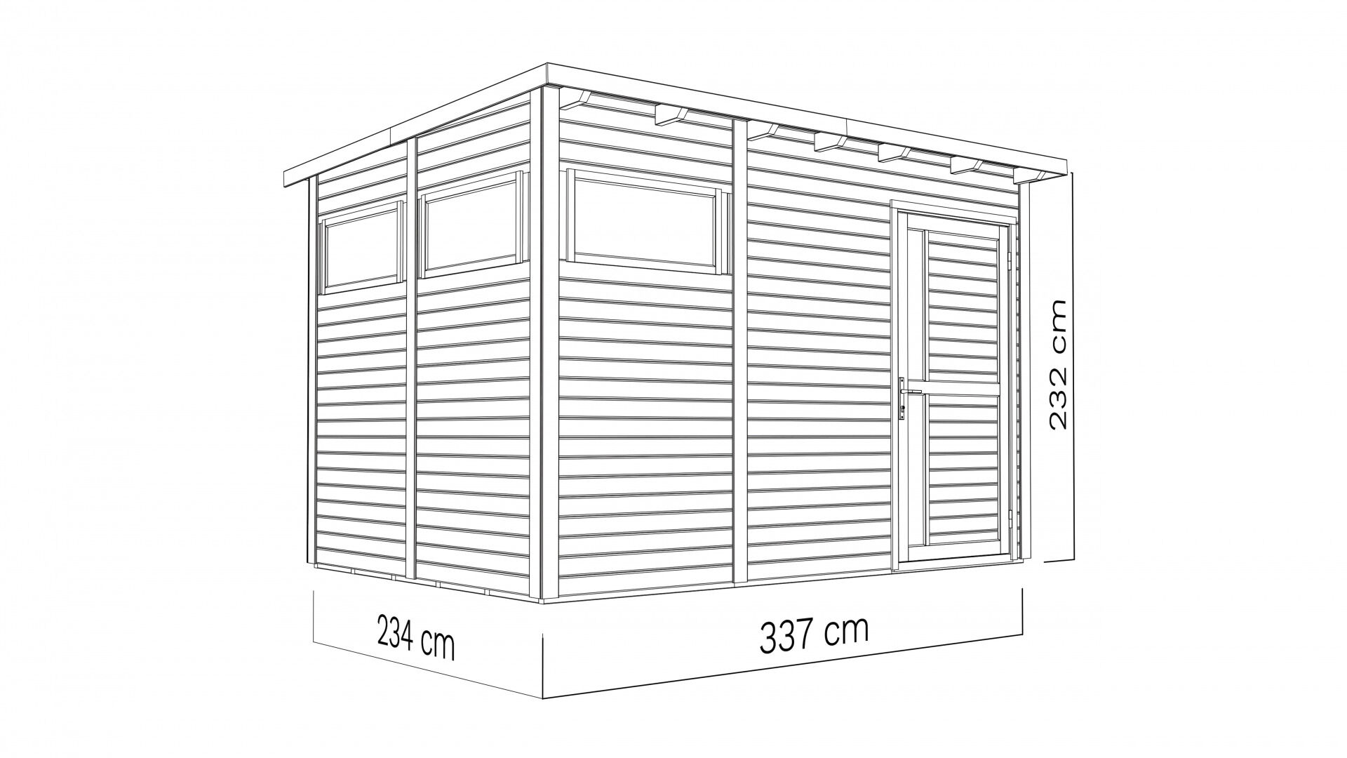 Gartenhaus Holz Pentus 3 naturbelassen 337 x 234 cm