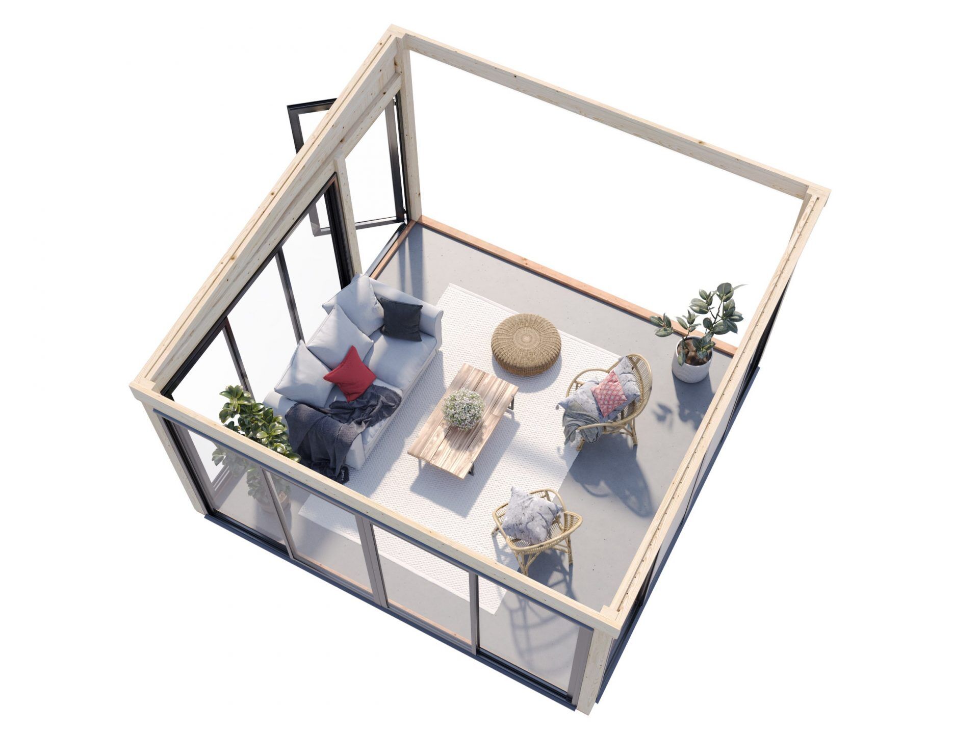 Palmako Gartenzimmer Glashaus Lumi 16,6 m² Slide Plus