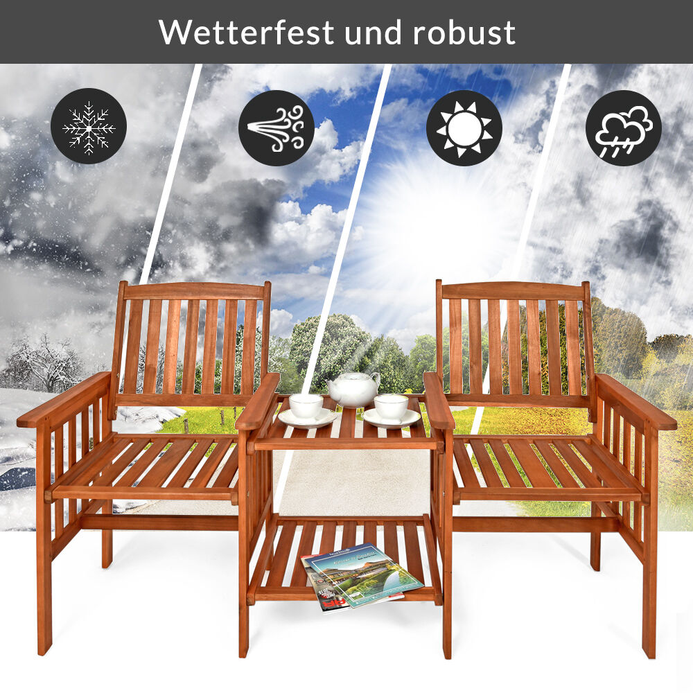 Gartenbank Akazienholz mit Tisch 164x63x91cm