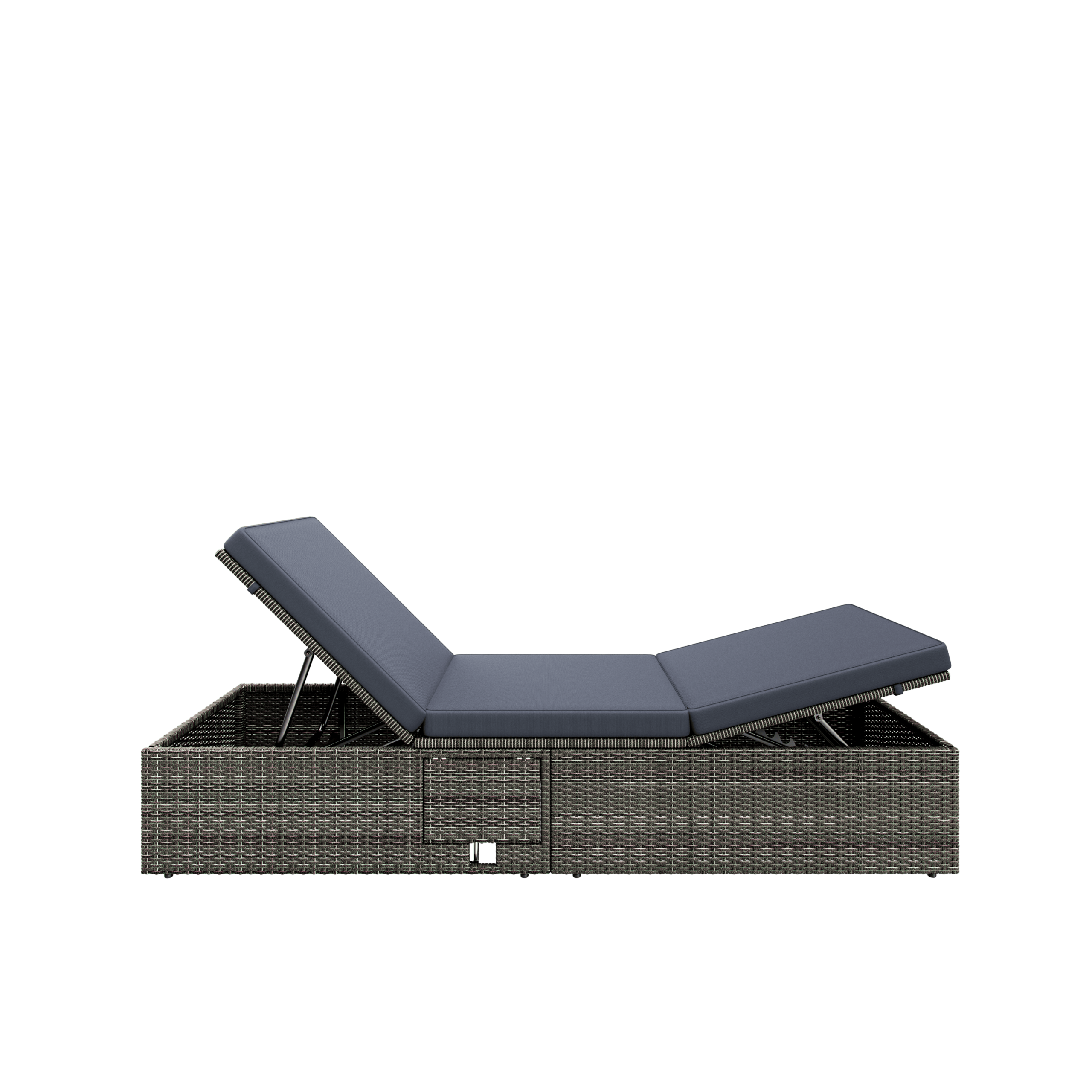 Polyrattan Gartenliege Grau/Anthrazit 200x58x33cm