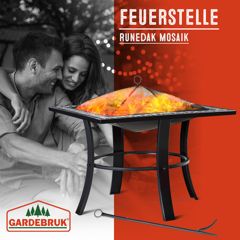 Feuerschale Mosaik Runedak Stahl 76x76cm