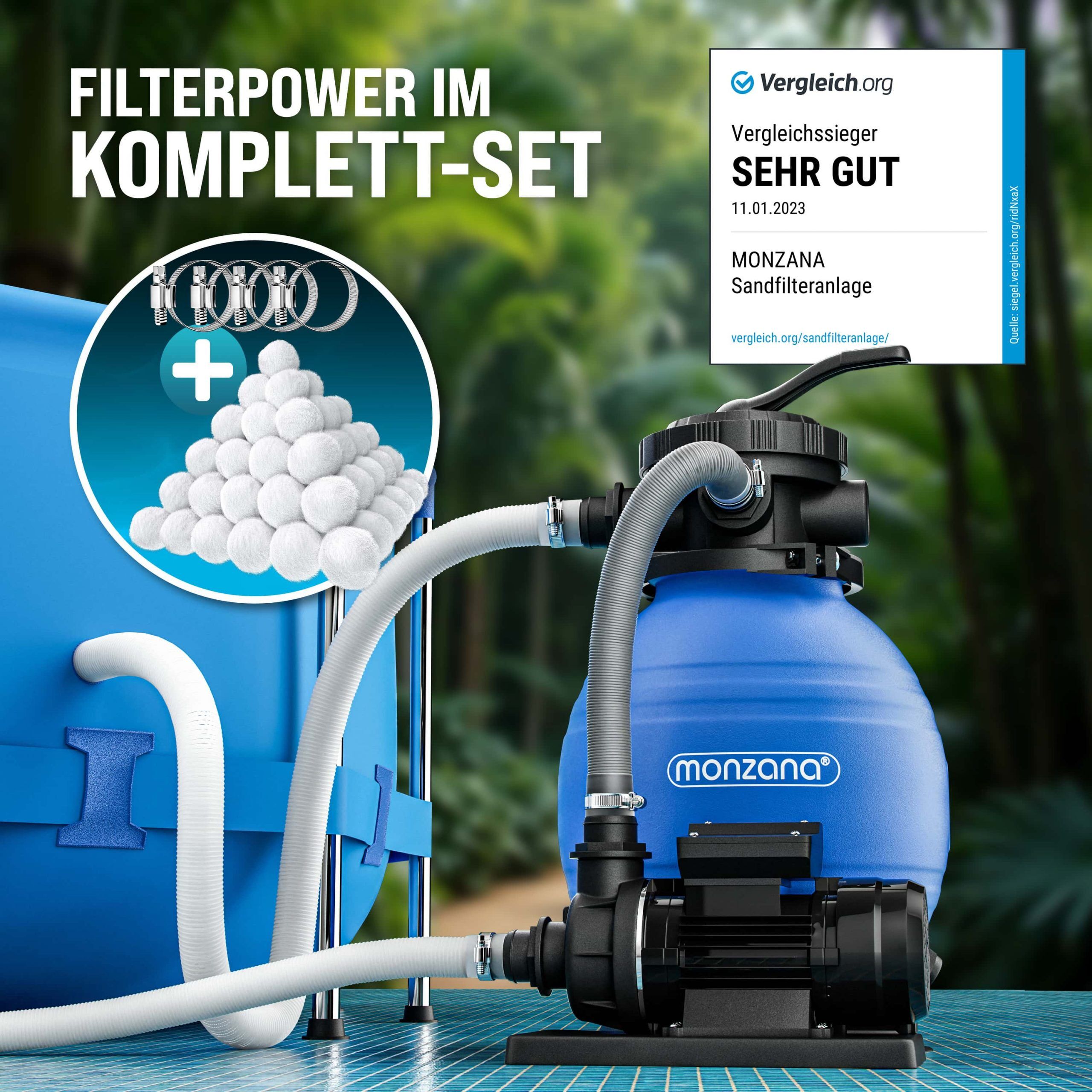 Sandfilteranlage 10200 L/h inkl Filterbällen
