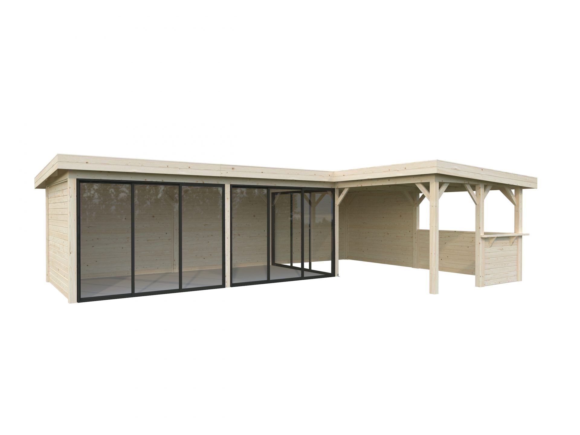 Palmako modernes Gartenhaus Lenna 33,2 m² Set 720 Slide Plus