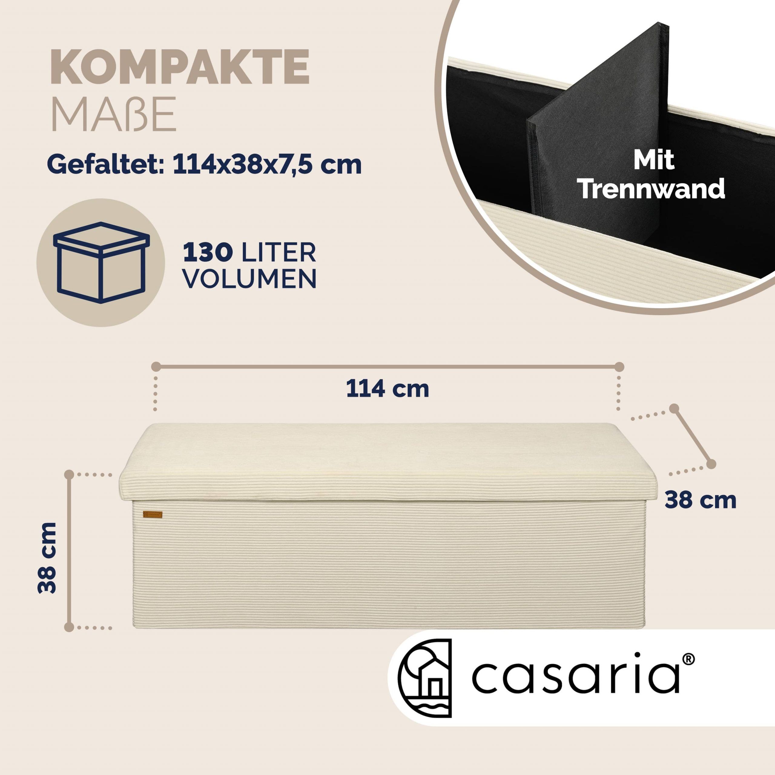 Sitzbank Beige Cord 114x38x38cm MDF faltbar
