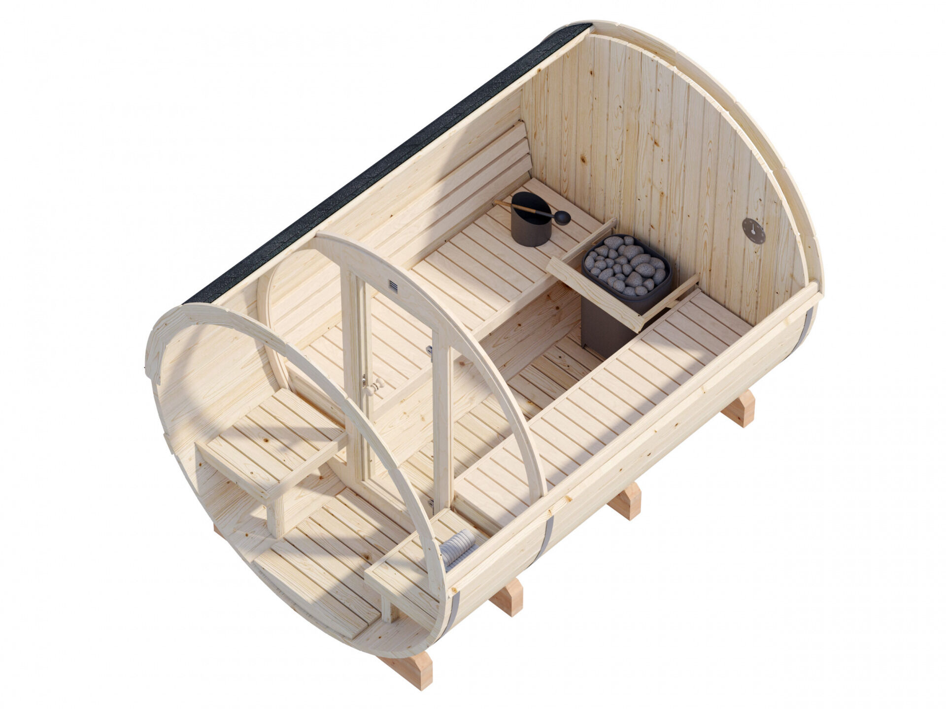 Palmako Saunafass Anita 1,6+0,7 m² mit Glasfront