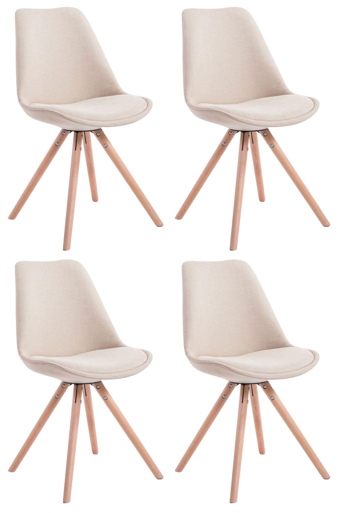 4er Set Stühle Toulouse Stoff Natura Rund, creme