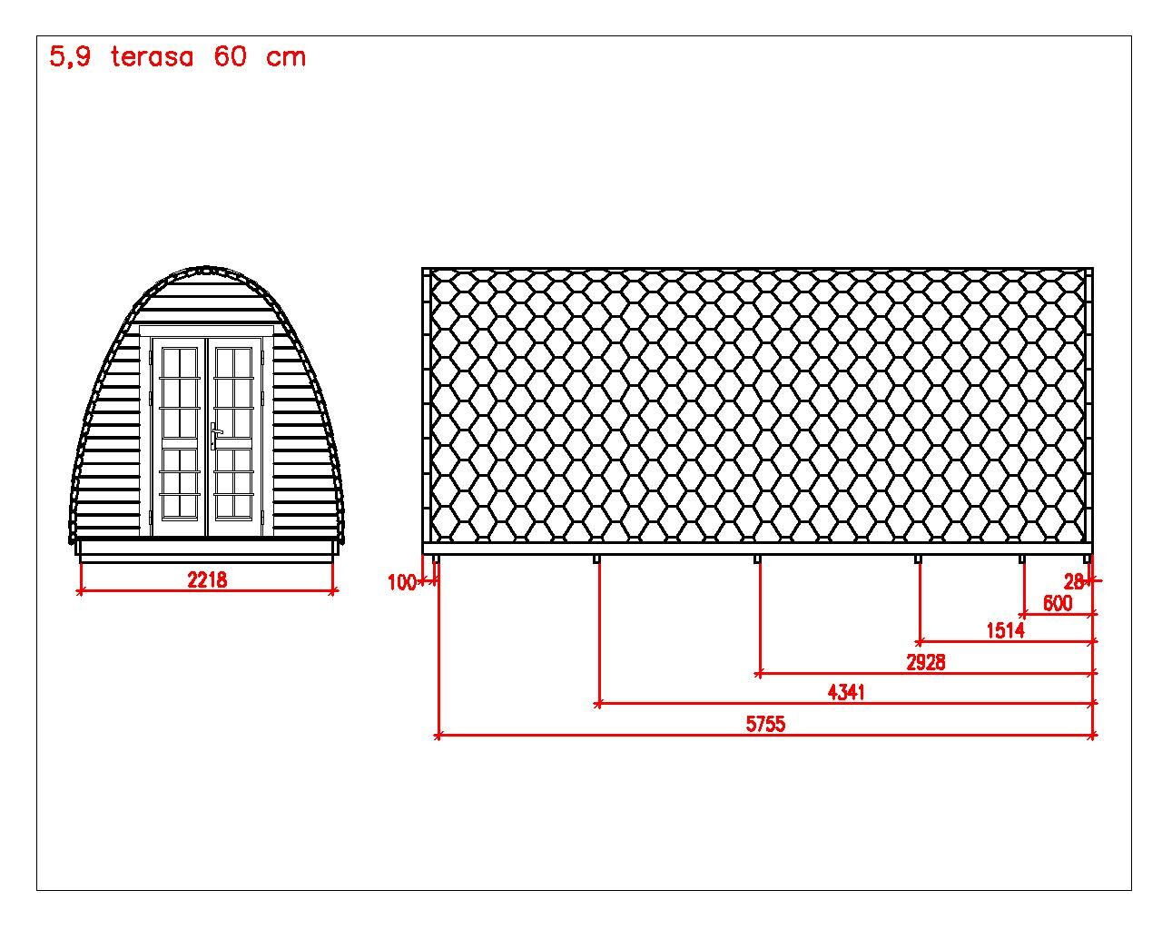 Camping Pod Helsinki 240x590, montiert