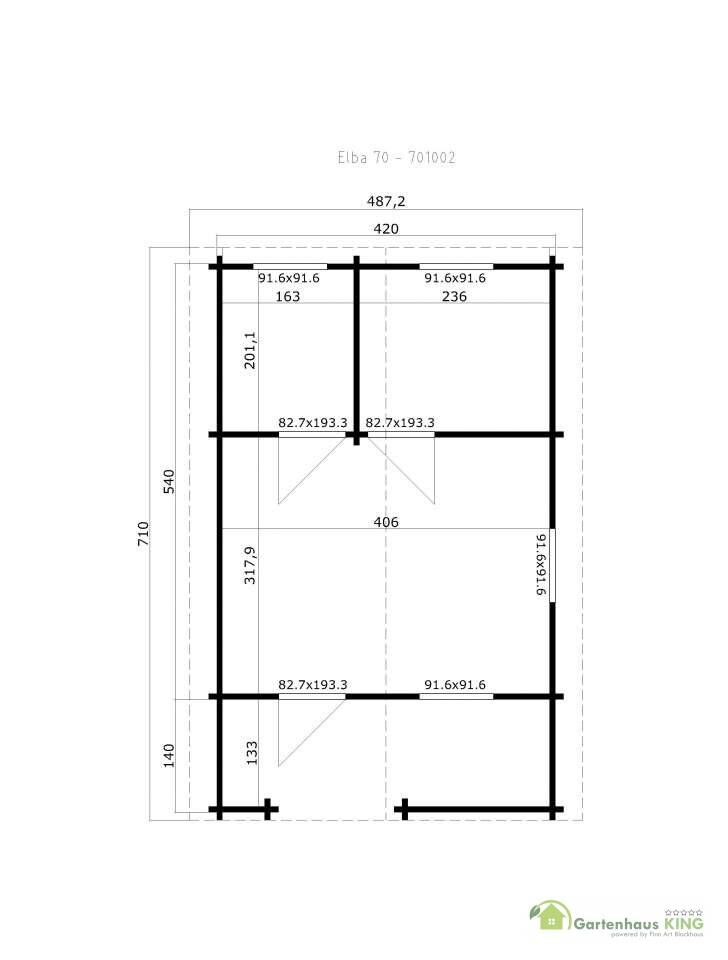 Lasita Maja Gartenhaus Elba 70 Grundriss