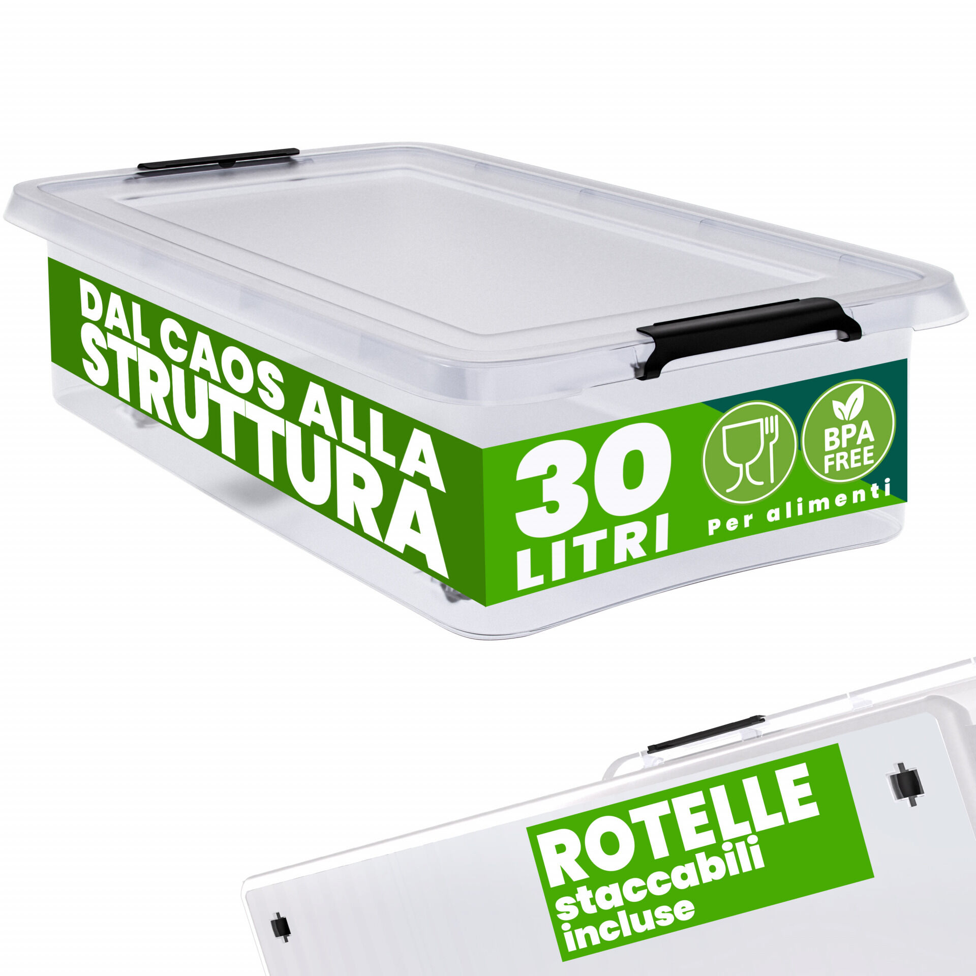 Aufbewahrungsbox Transparent 60x40x17cm 30L stapelbar