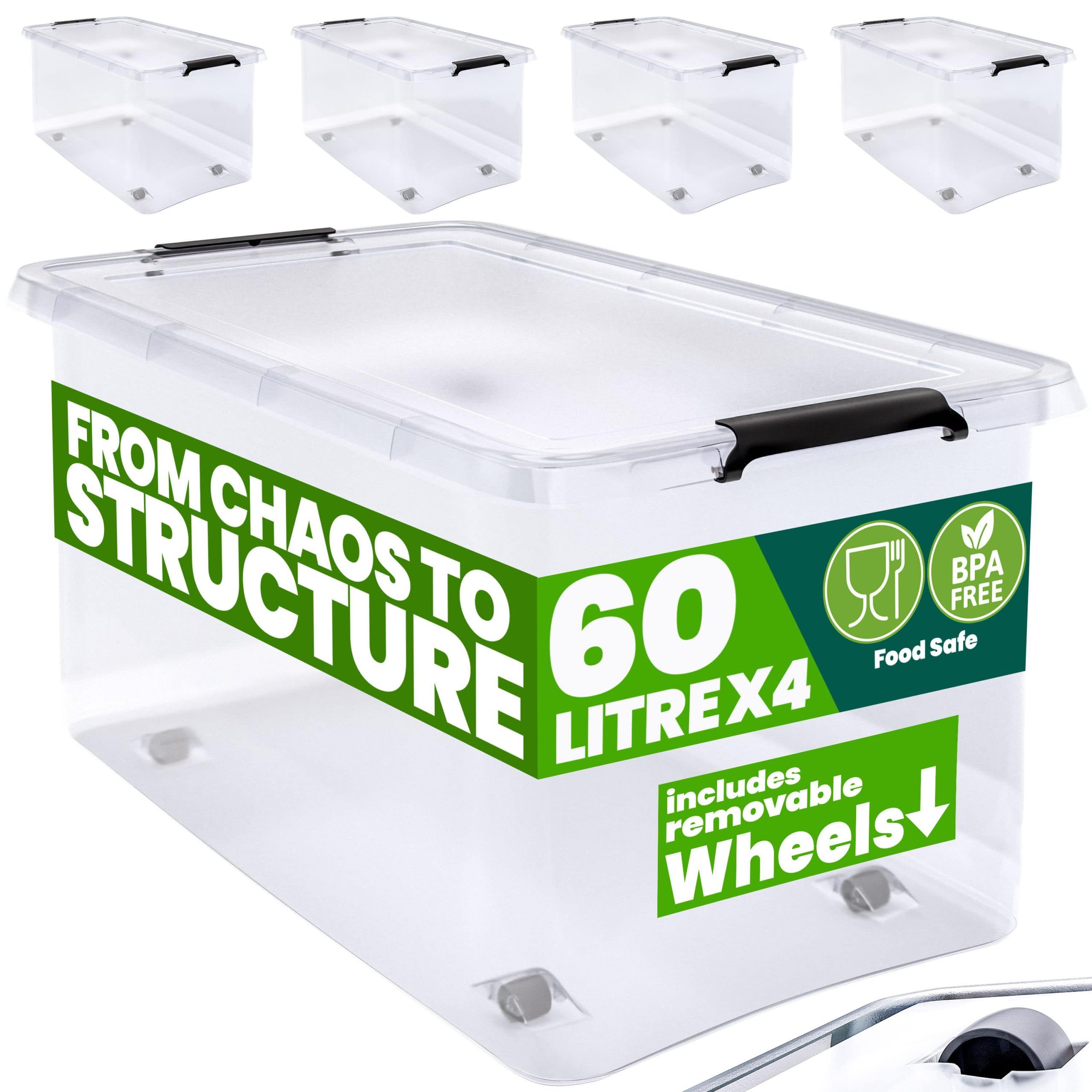 Aufbewahrungsbox 4er-Set Transparent 60x40x35cm 60L stapelbar
