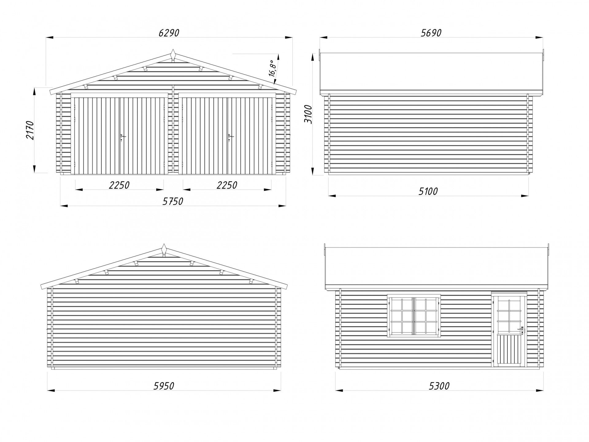 Palmako Holzgarage Roger 28,4 m² mit Holztor