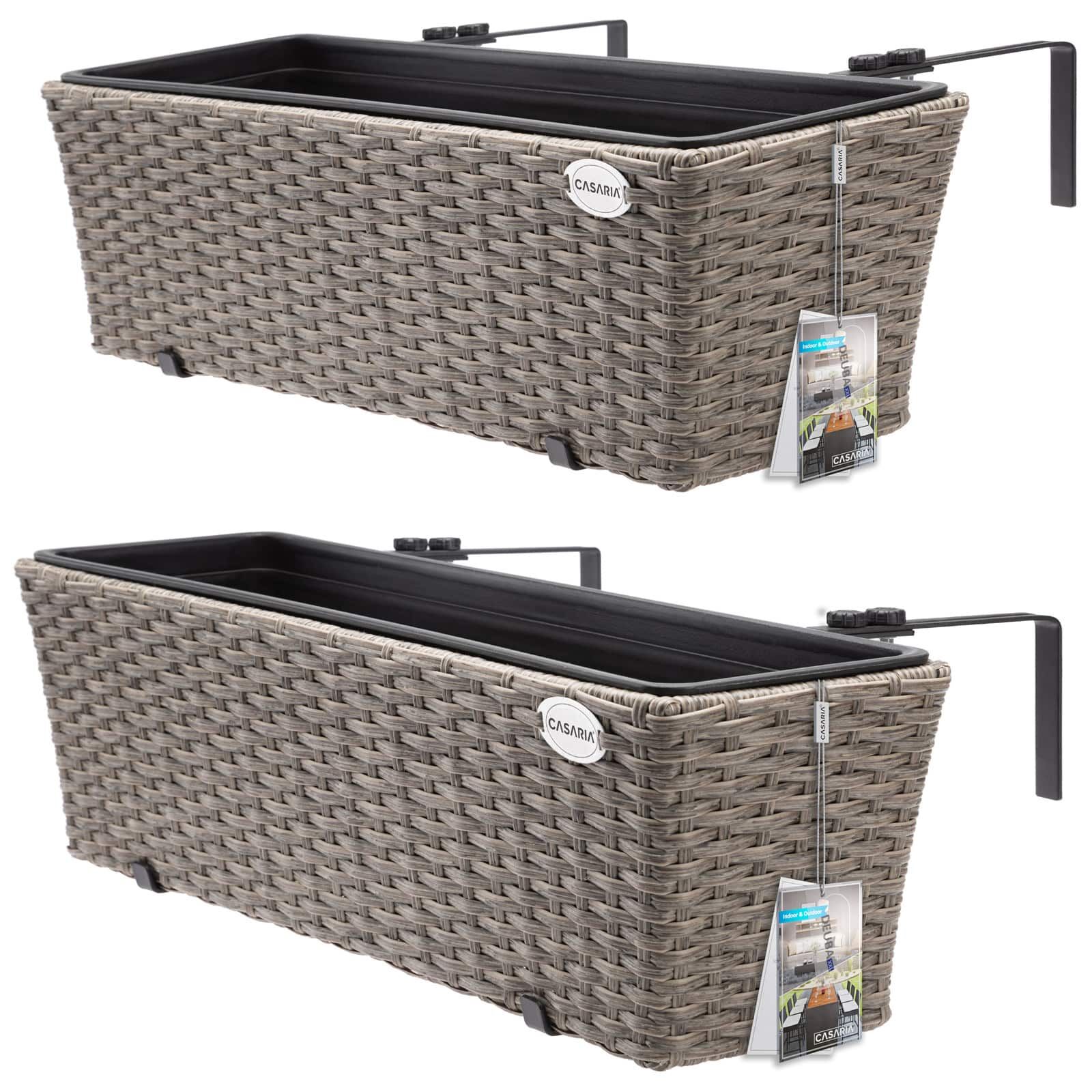 Polyrattan Blumenkasten 2er-Set Creme | DB-108064
