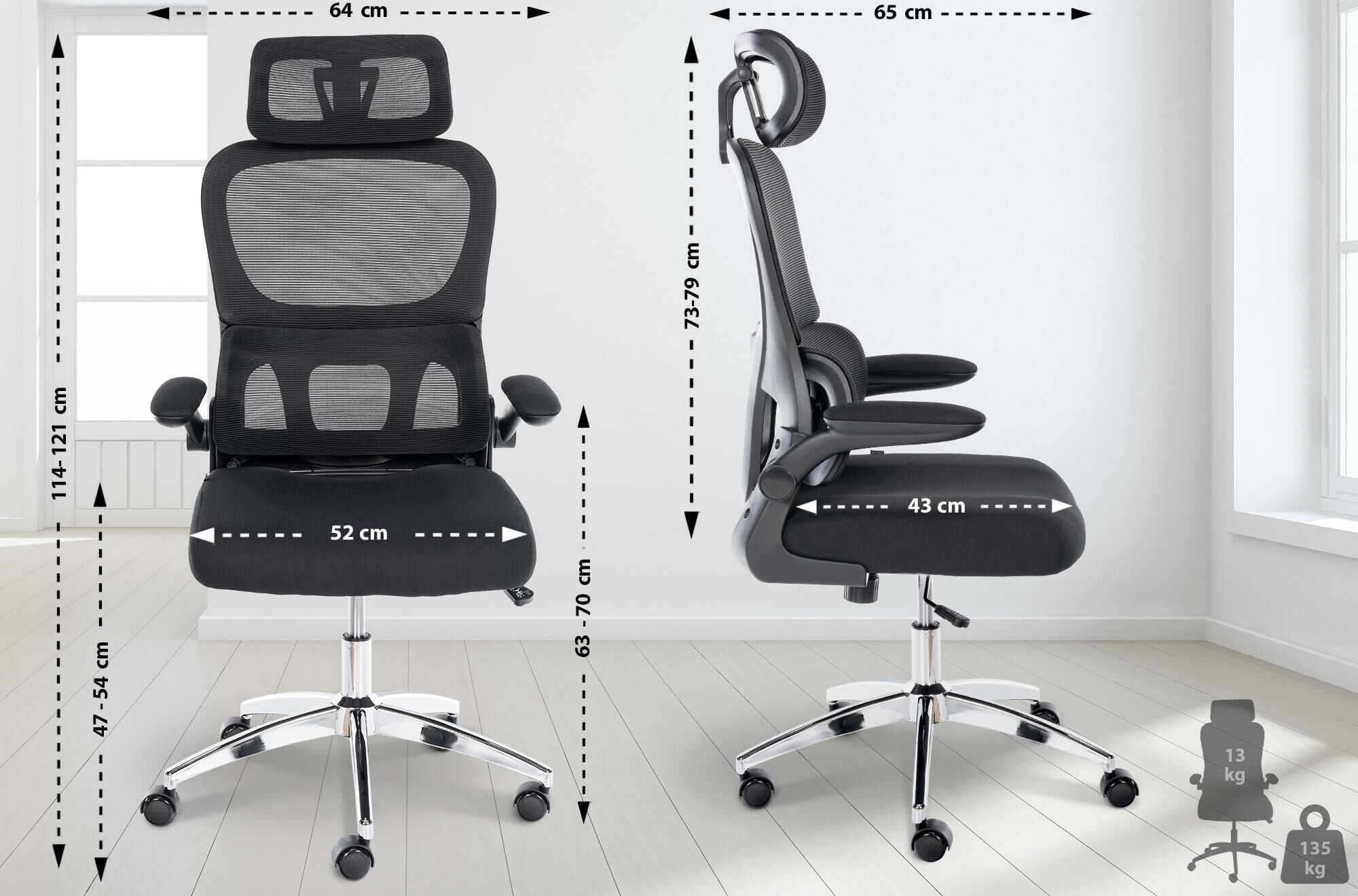 Bürostuhl Overton, schwarz