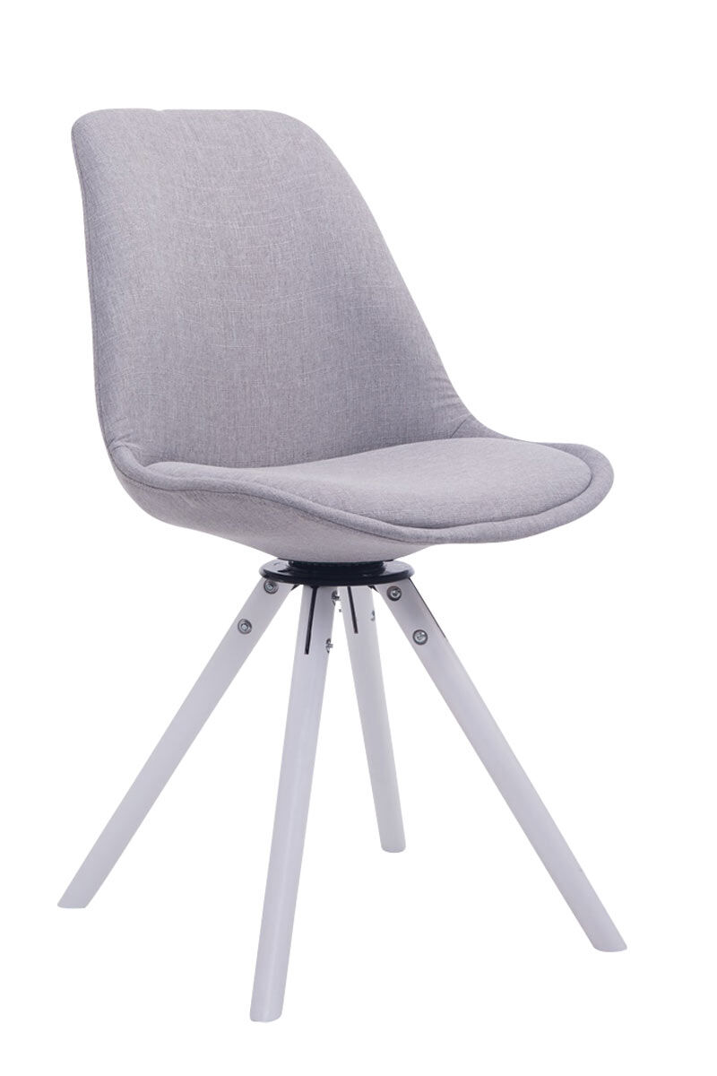 Besucherstuhl Troyes Drehbar Weiß Stoff Rund, grau