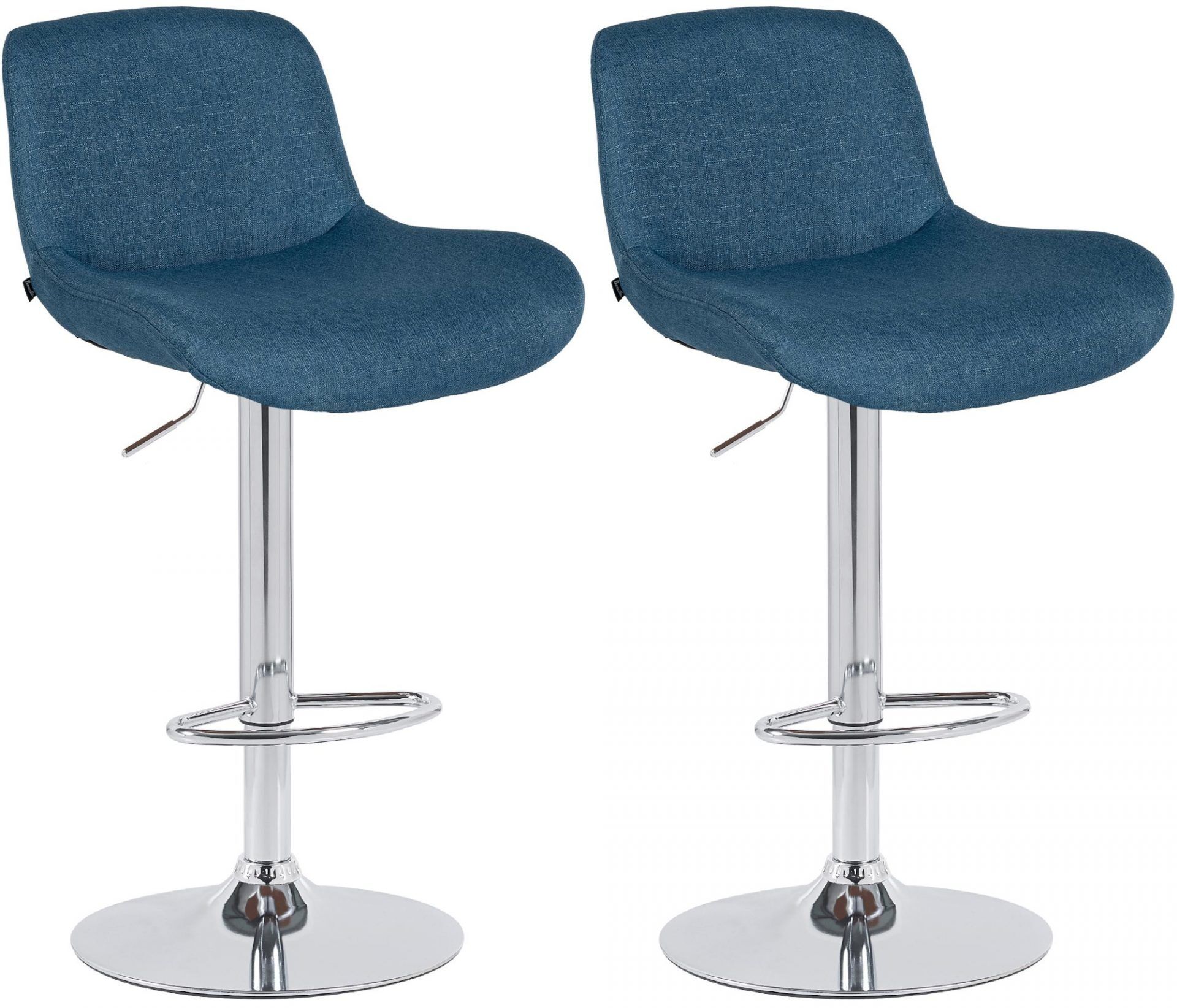 2er Set Barhocker Solon Chrom Stoff, blau