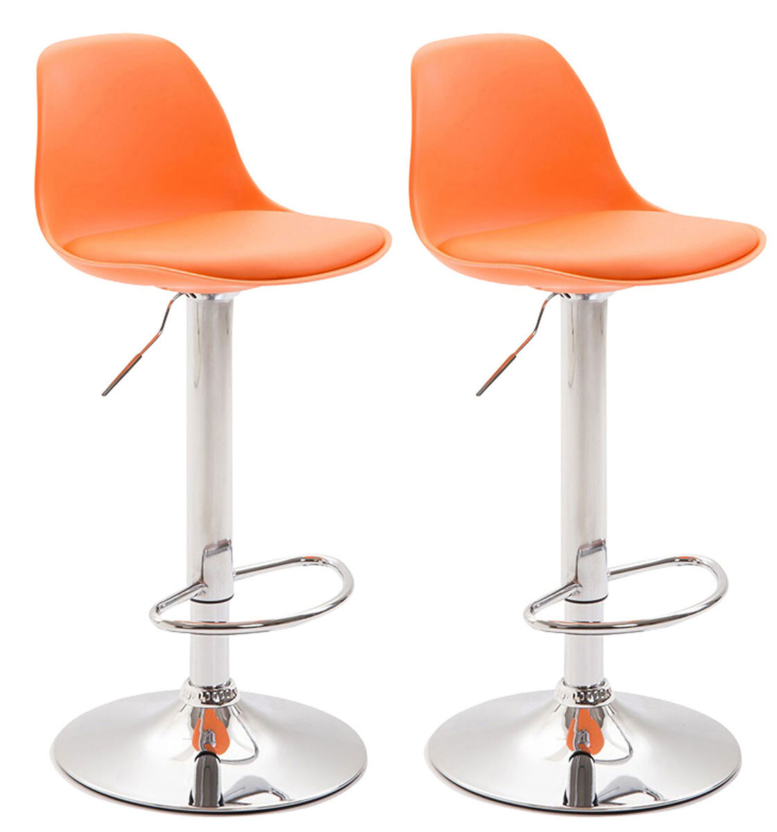2er Set Barhocker Kiel Kunststoff chrom, orange