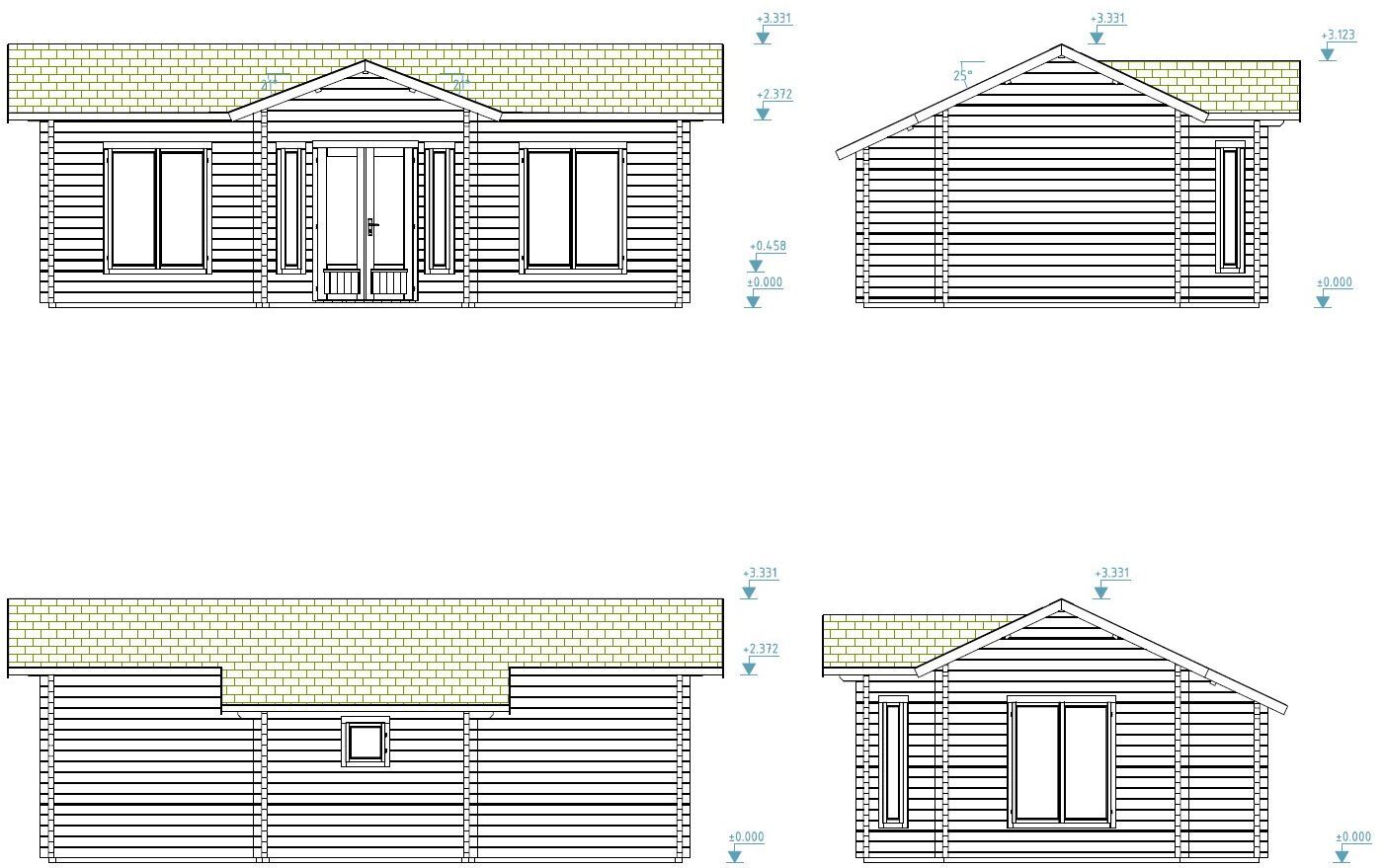Zeichnung Palmako Ferienhaus Anna 26,8 m²