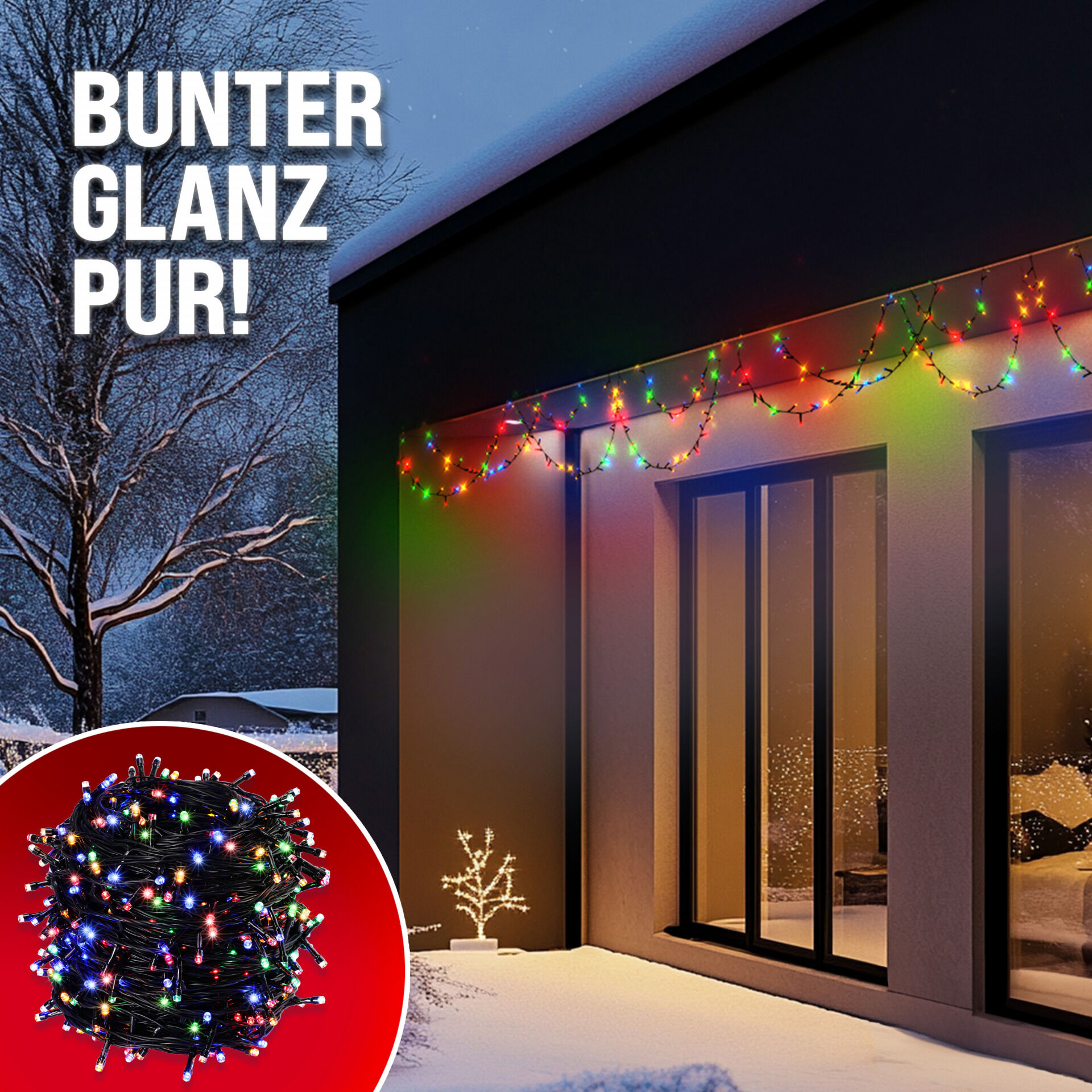 Lichterkette Weihnachten Bunt 40m