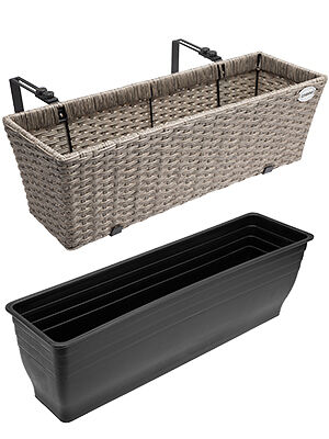 Polyrattan Blumenkasten 2er-Set Creme