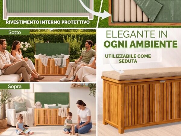Gartenbox Akazienholz 115x50x59cm mit Innenplane wetterfest 205L
