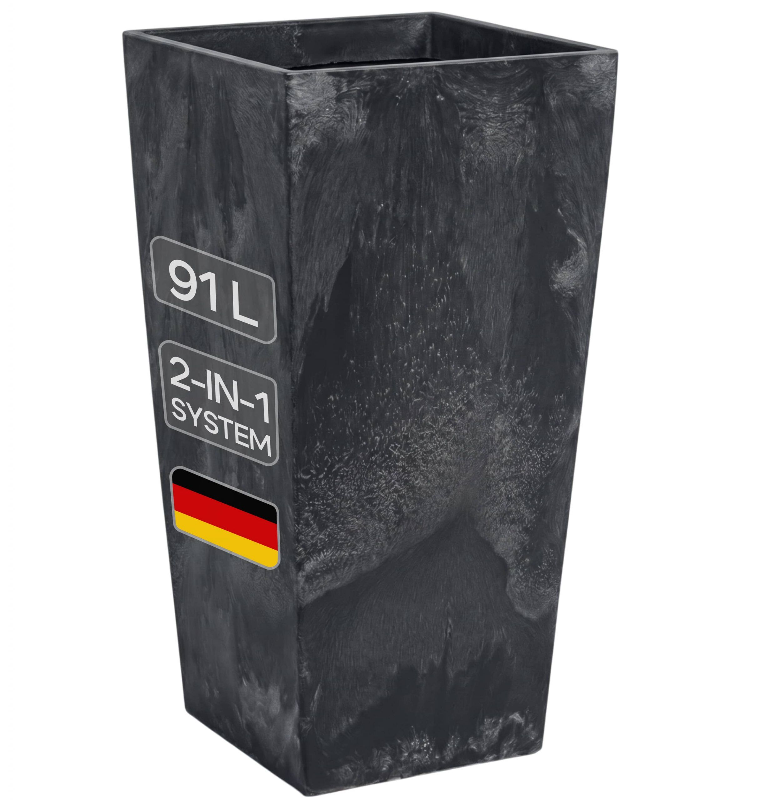 Blumentopf Betonoptik Anthrazit 91L