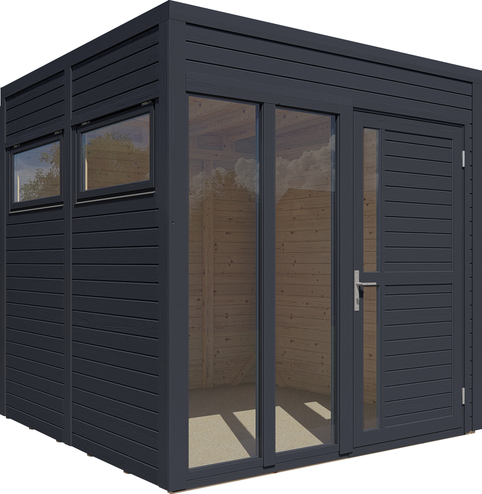 Gartenhaus Holz Cubus 2 Office anthrazit 223 x 230 cm