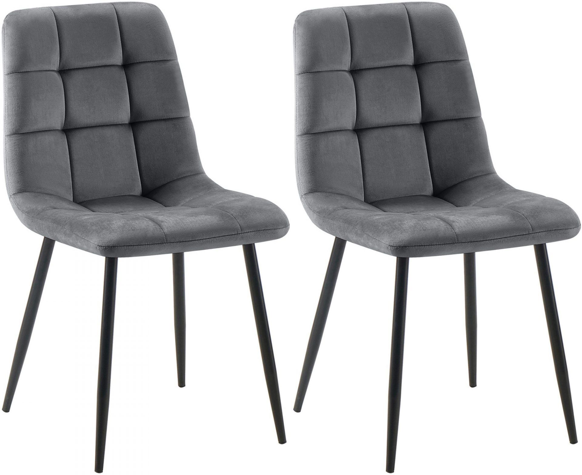 2er Set Esszimmerstuhl Tilde Samt, dunkelgrau