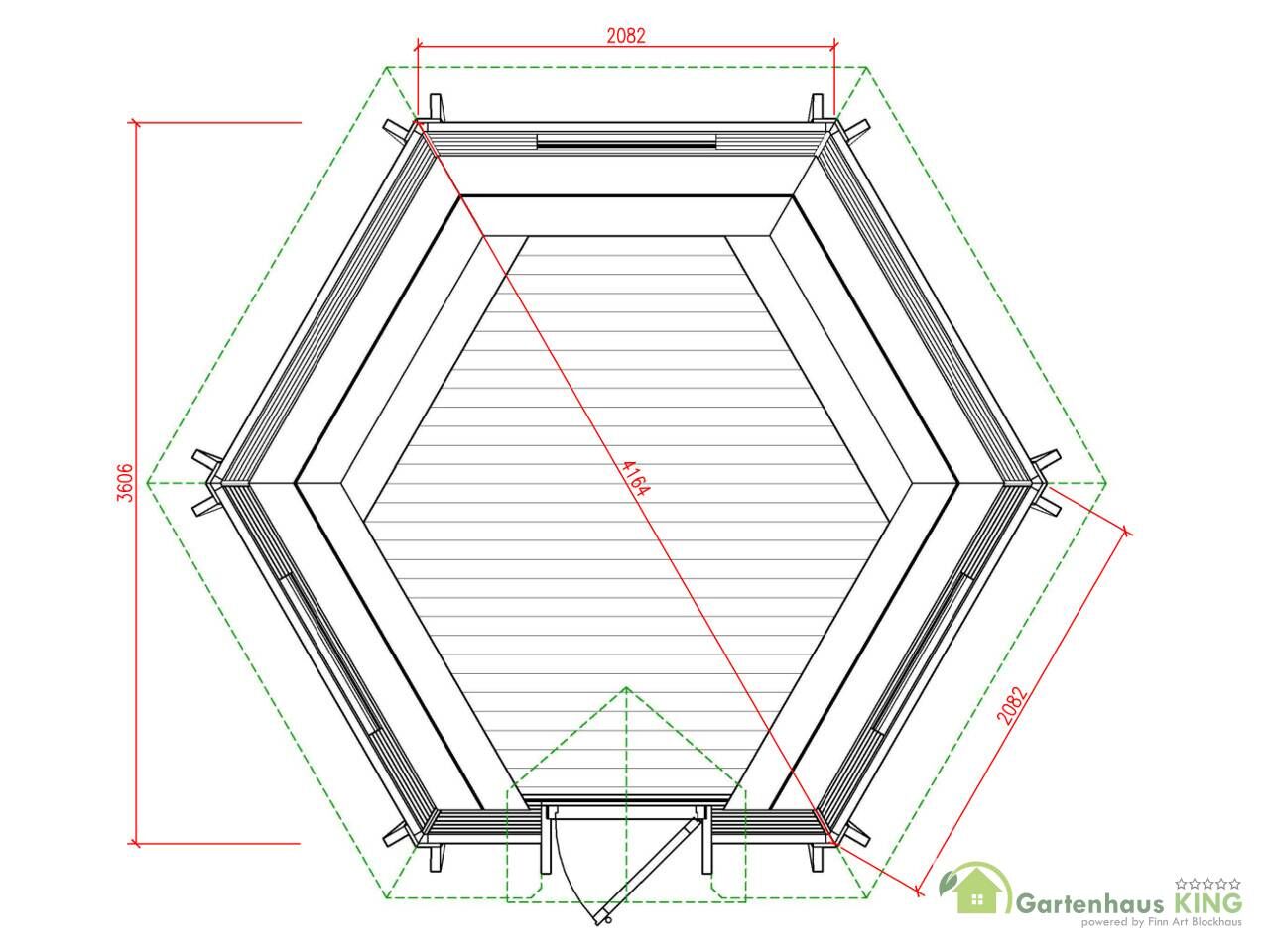Grundriss Finn Art Grillkota Exklusiv 9,2 m² bemaßt