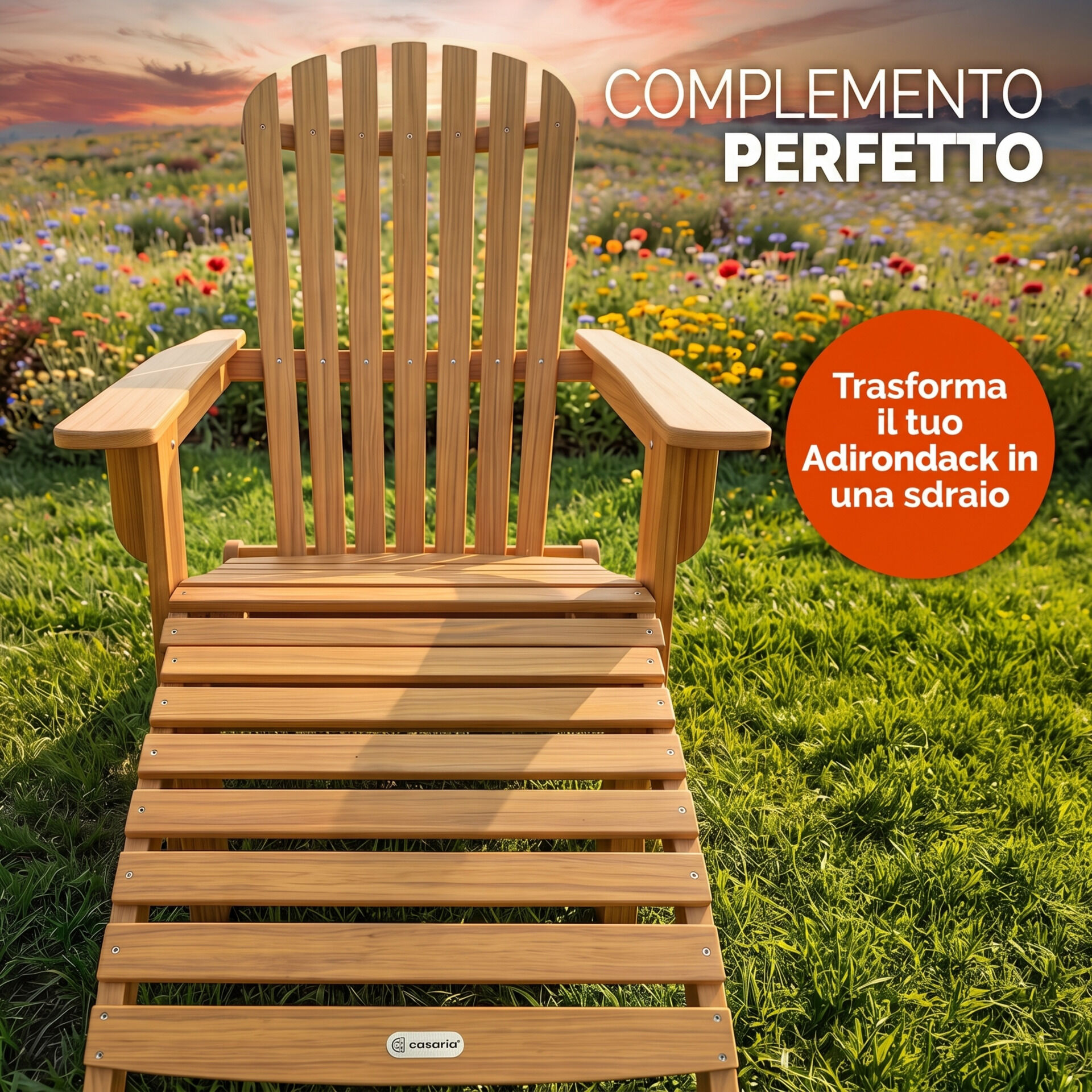 Fußstütze Akazienholz für Adirondack Gartenstuhl