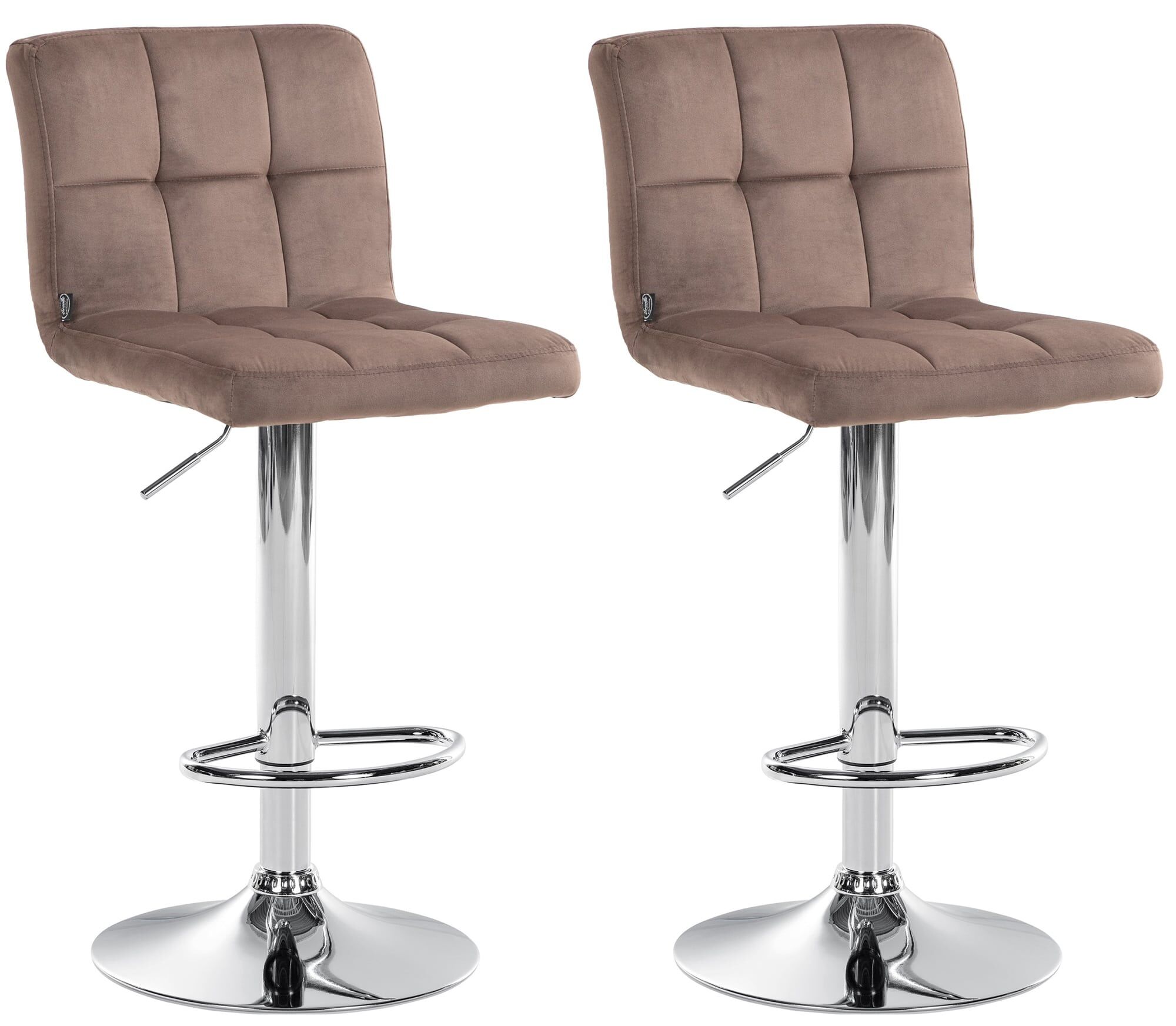 2er Set Barhocker Peru Samt chrom, braun