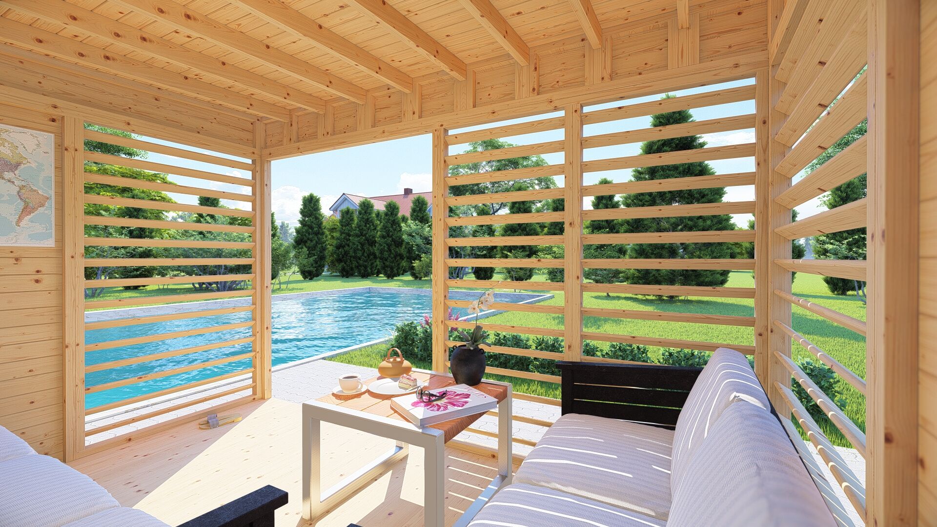 Gartenhaus Pergola Modern Art 2 naturbelassen 337 x 234 cm