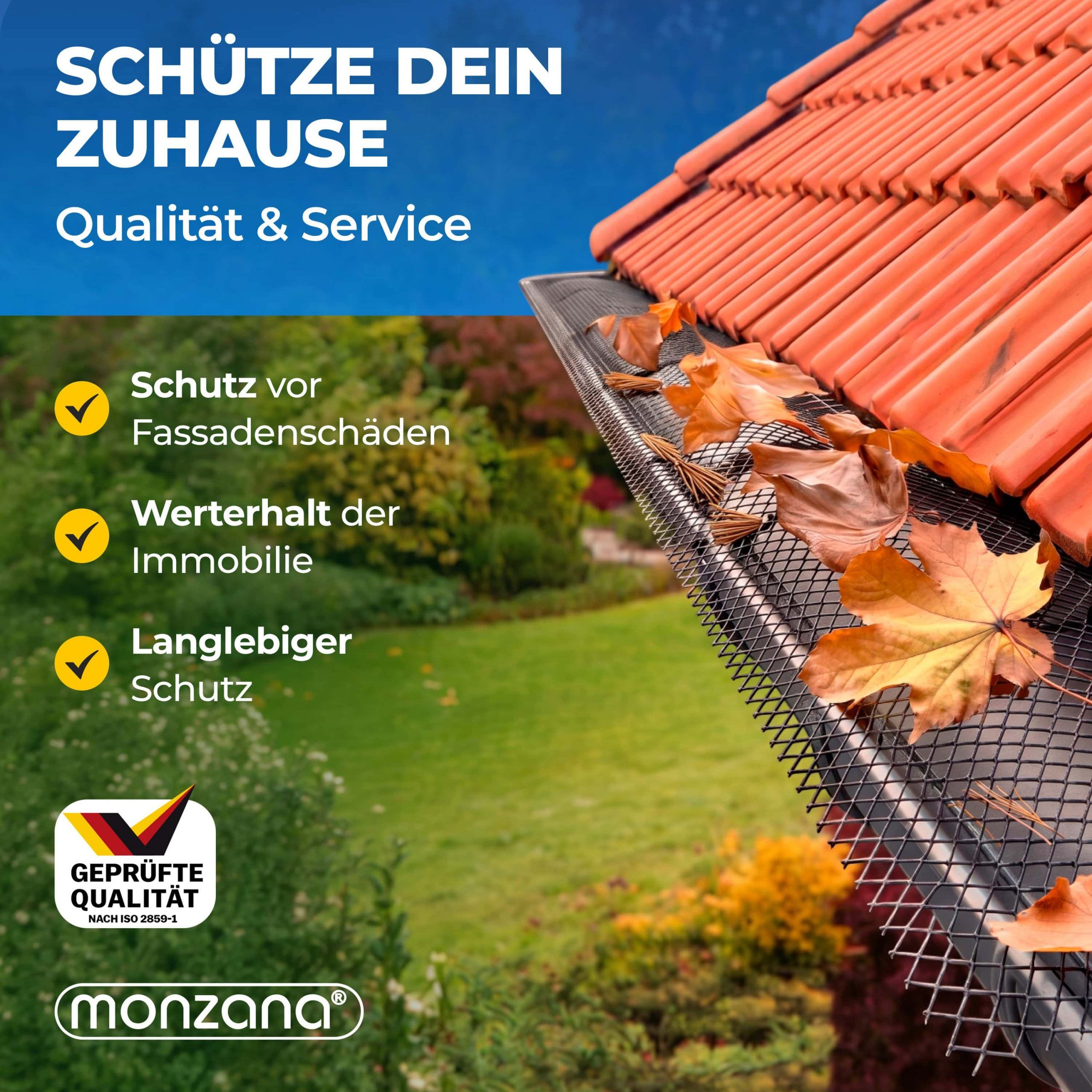 Dachrinnenschutzgitter 7m mit 16 Befestigungsclips