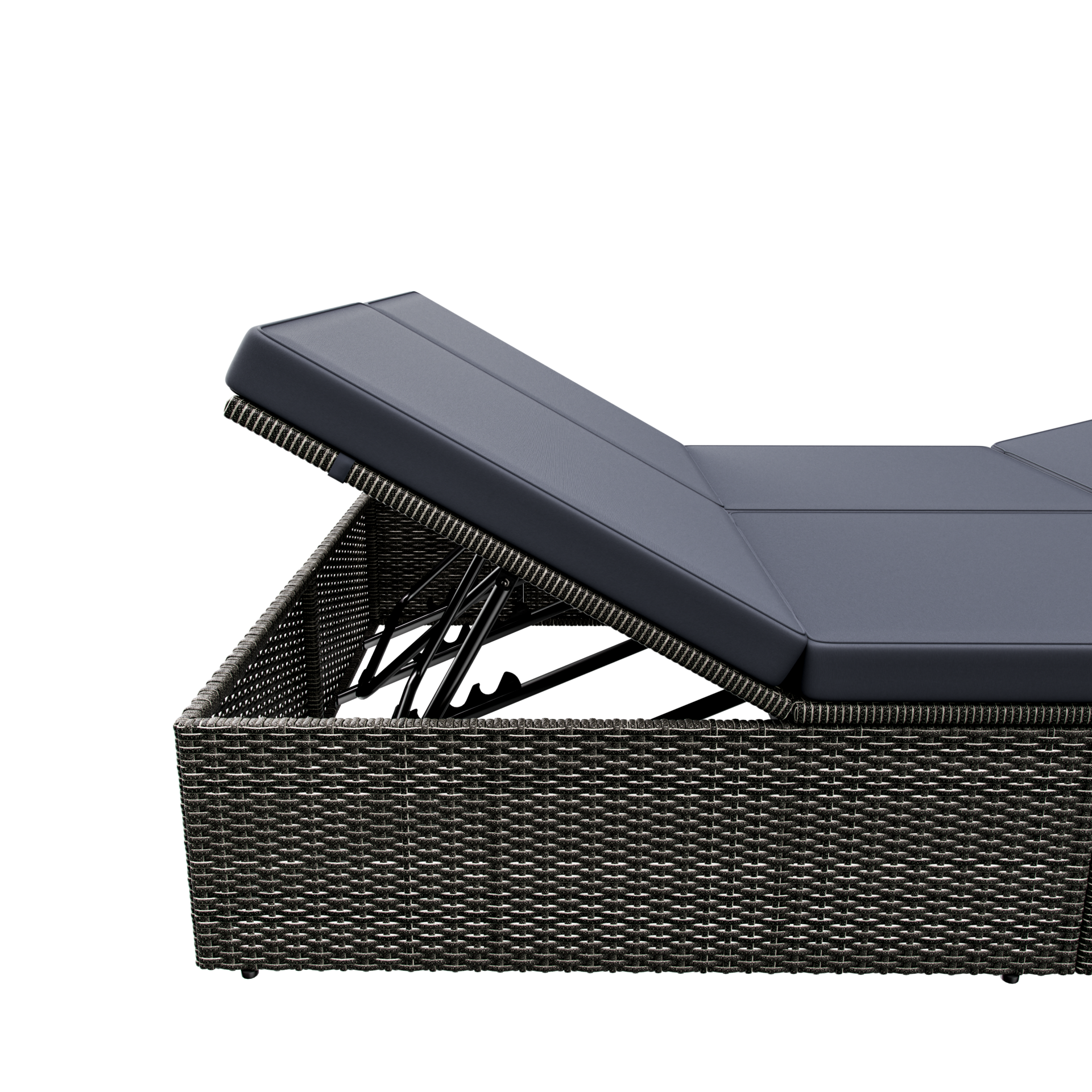 Polyrattan Sonnenliege Grau/Anthrazit 200x160x33cm