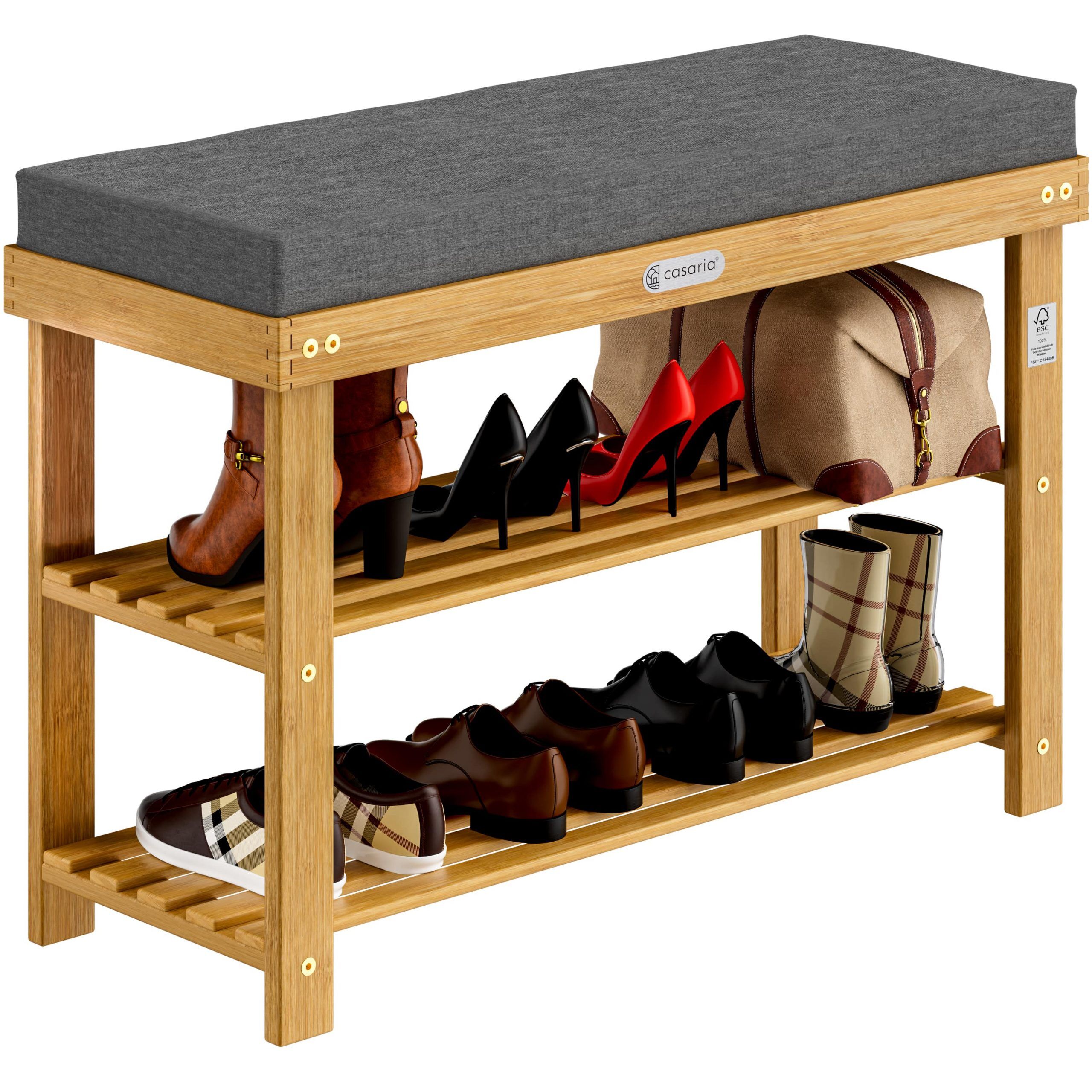 Schuhbank FSC®-zertifiziertes Akazienholz 90x30x48cm