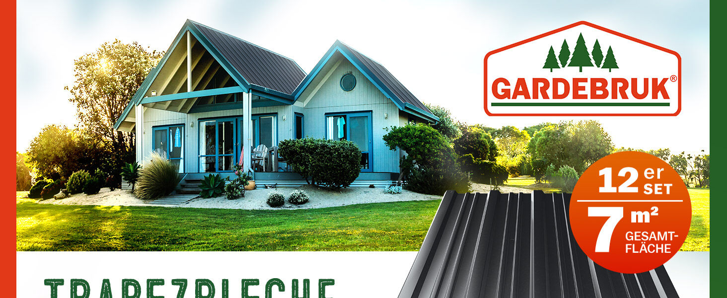 Trapezblech 12er-Set Grau 129x46cm gelocht 7m²