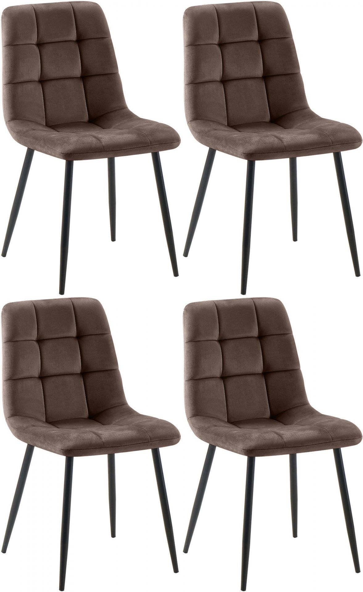 4er Set Esszimmerstuhl Tilde Samt, braun